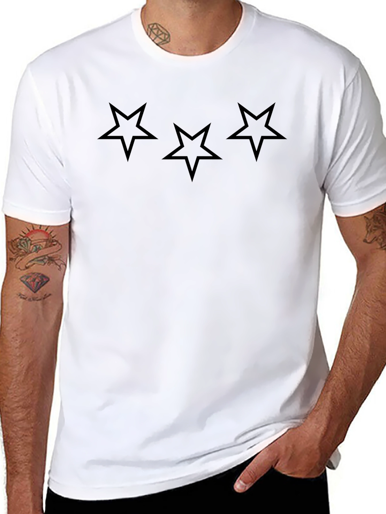 Mens Black T-Shirt with Star Design