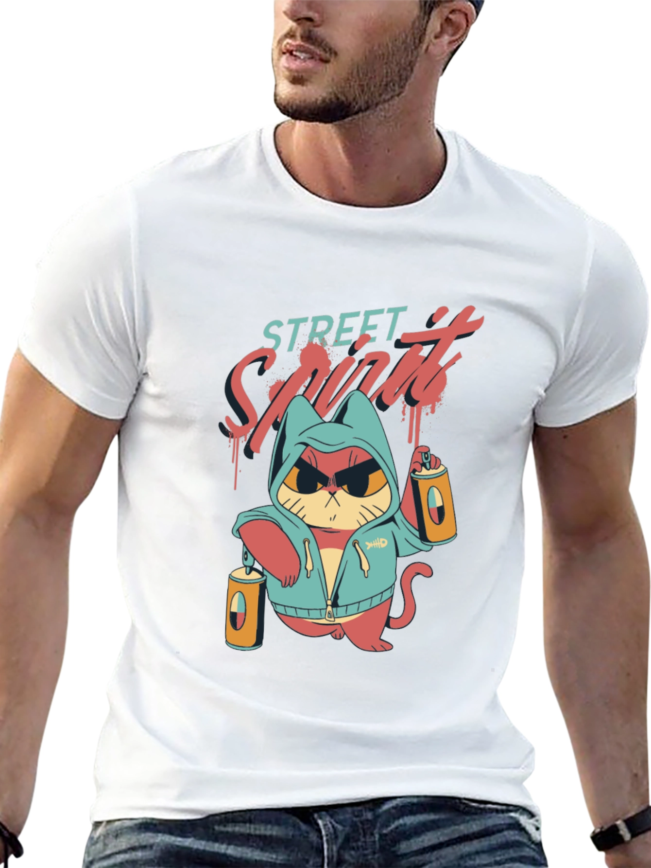 Street Spirit Cat Graphic T-Shirt