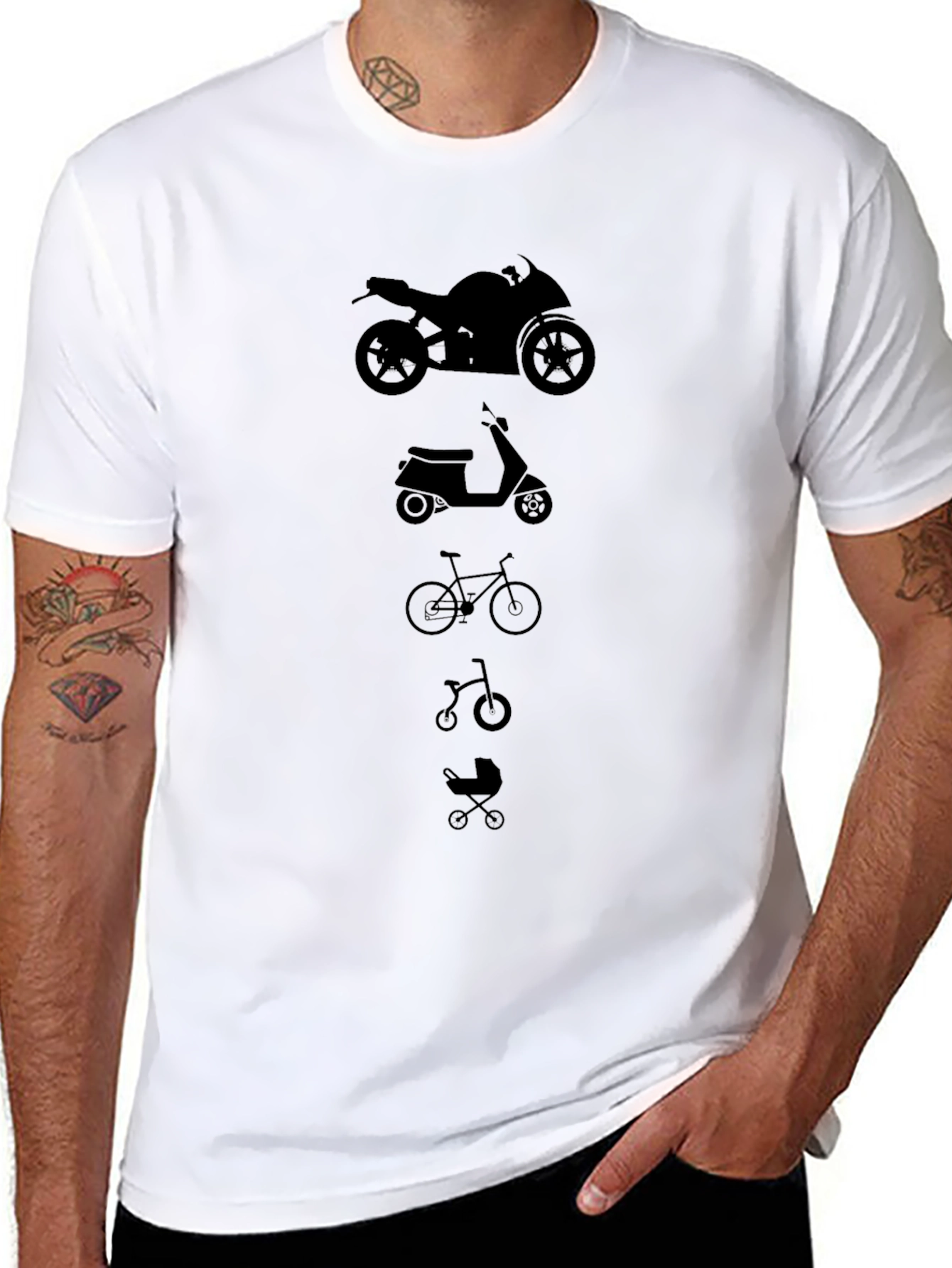 Evolution of Wheels Black Graphic Tee