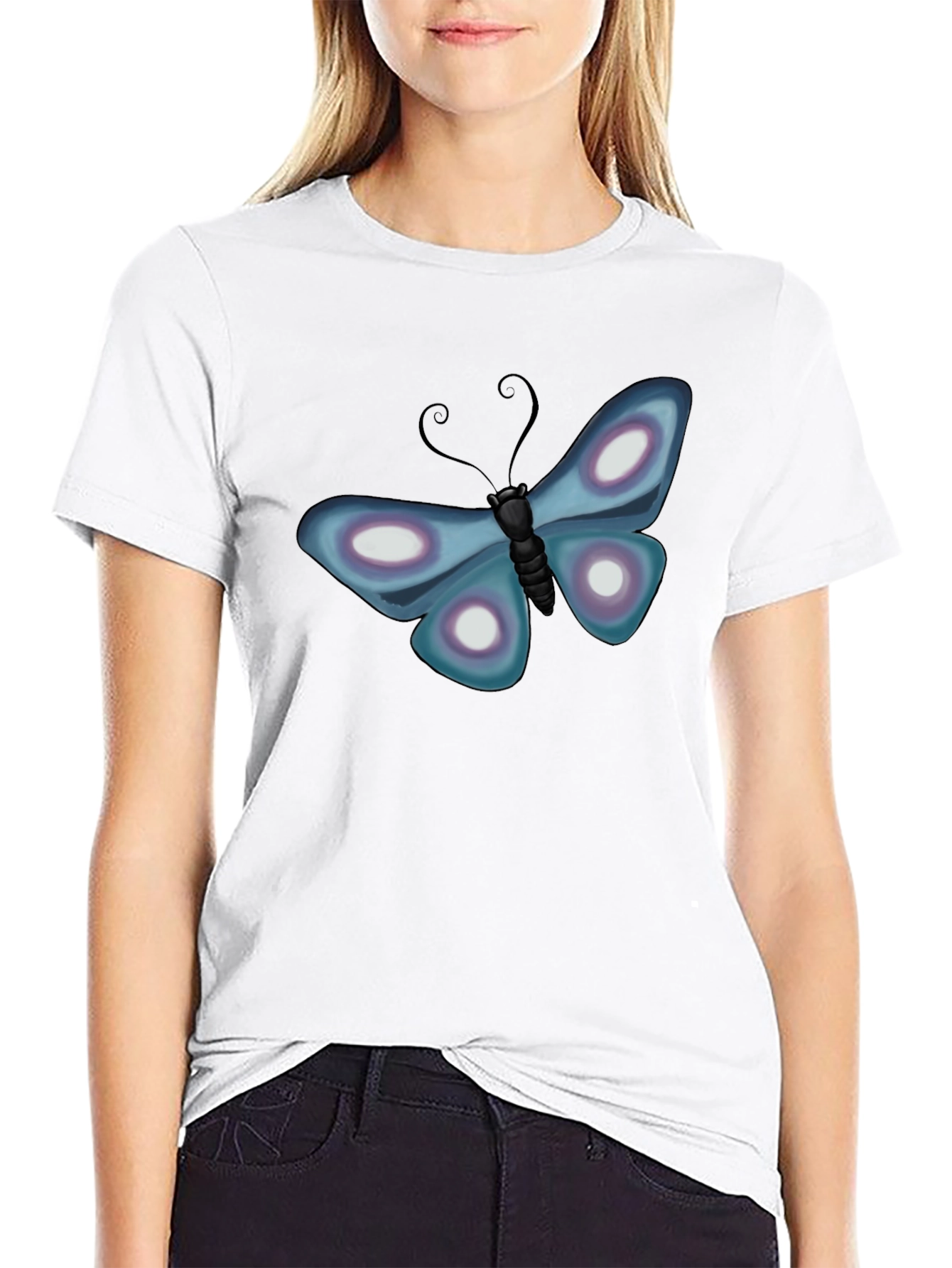 Butterfly Graphic T-Shirt - Black Casual Tee