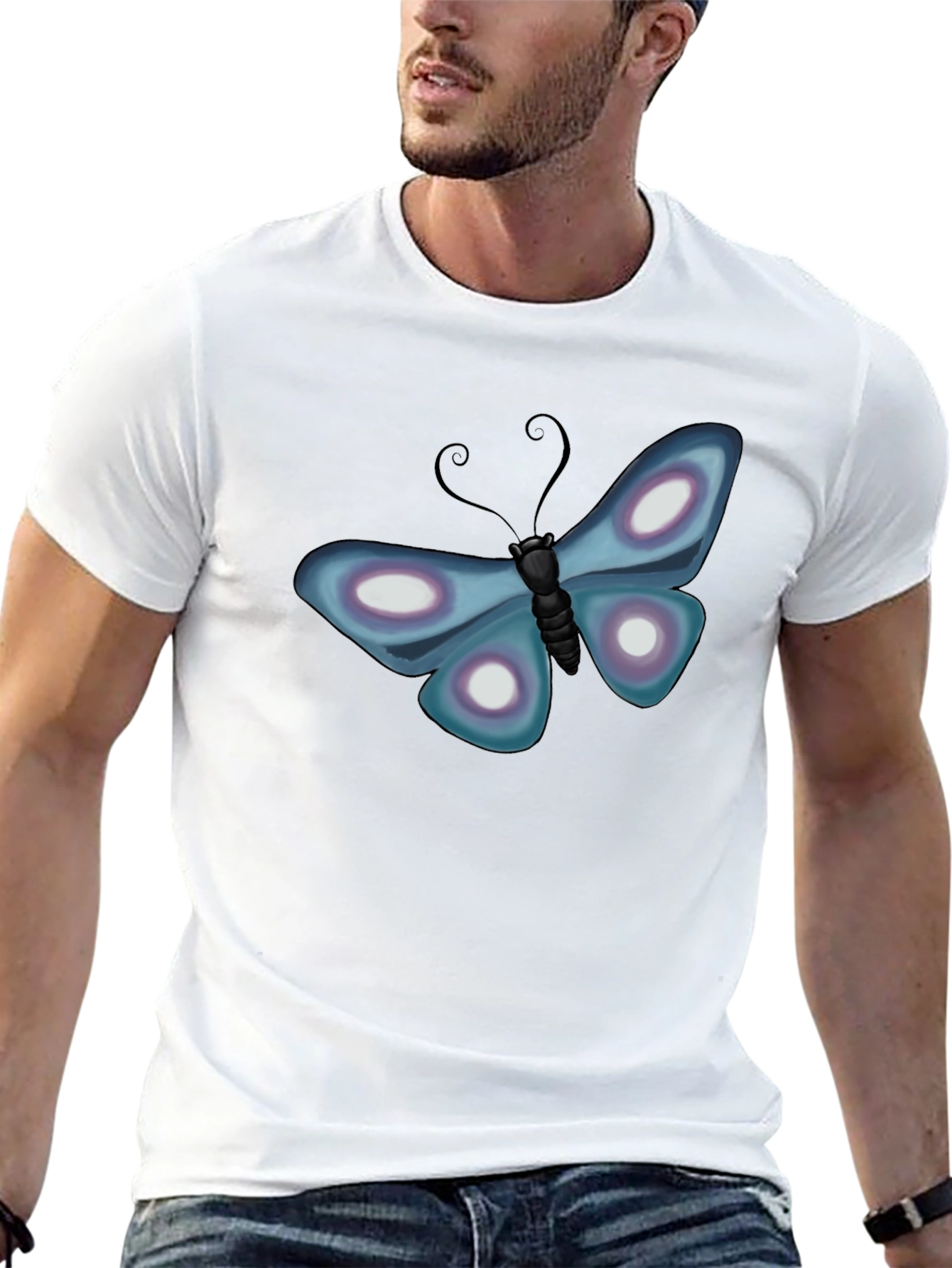 Butterfly Graphic T-Shirt - Black Casual Tee