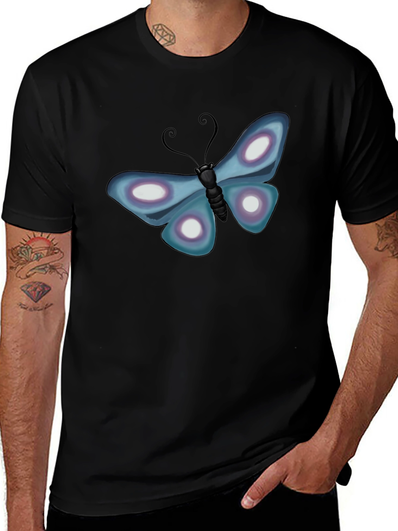 Butterfly Graphic T-Shirt - Black Casual Tee