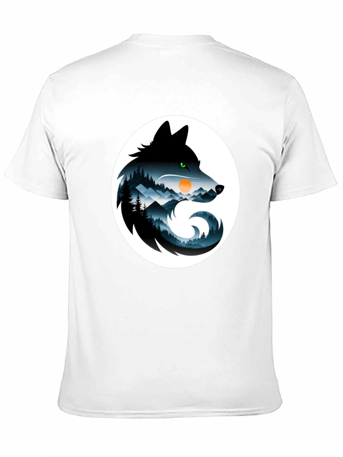 Wolf Silhouette Mountain Scene Graphic T-Shirt