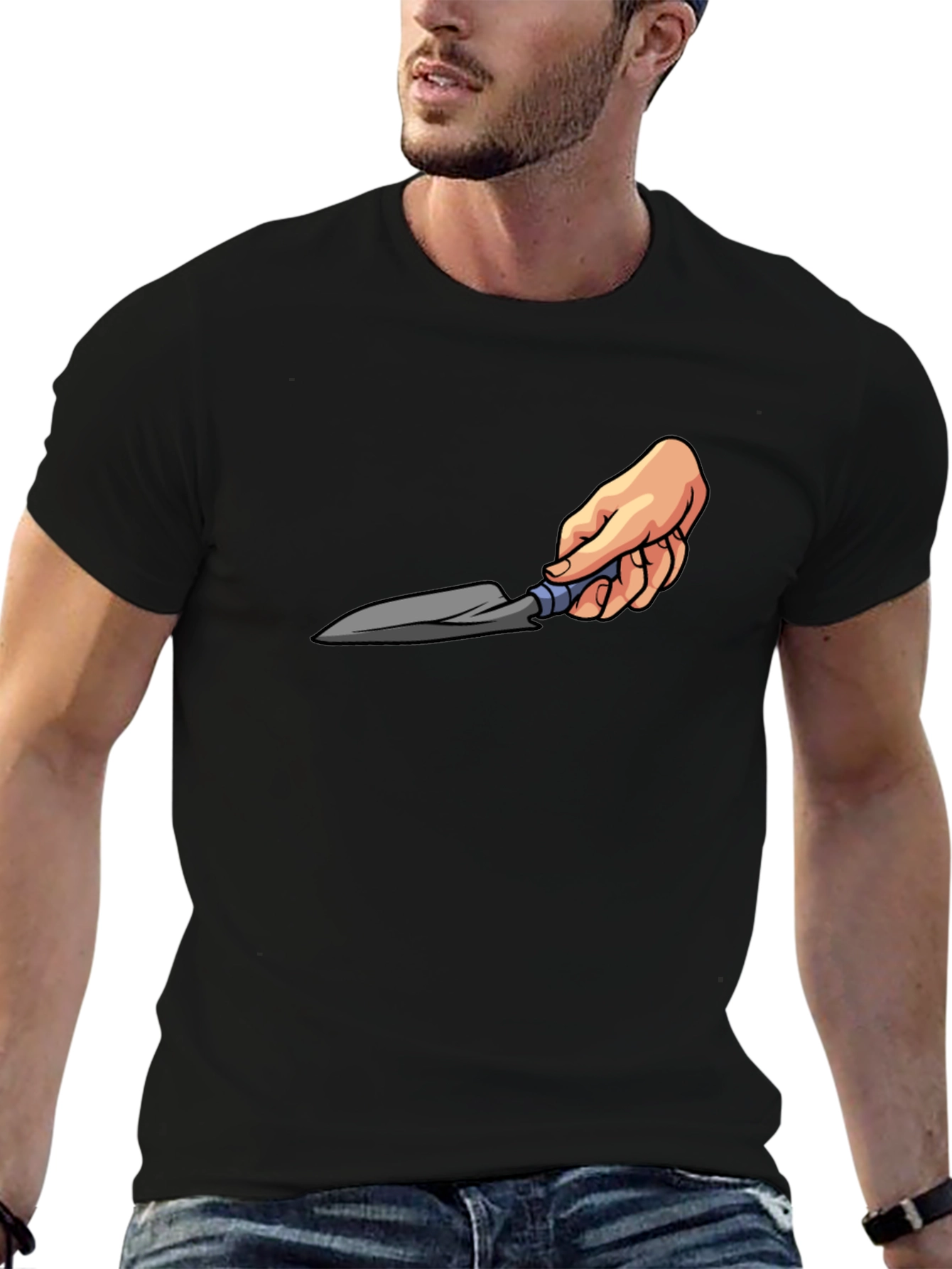 Gardening Trowel Graphic Tee - Black Cotton T-Shirt