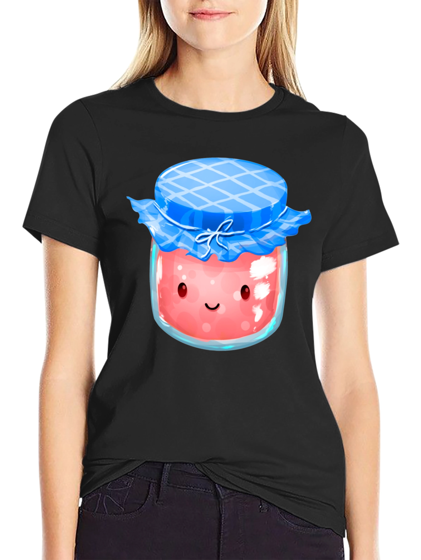 Cute Kawaii Strawberry Jam Jar Graphic T-Shirt