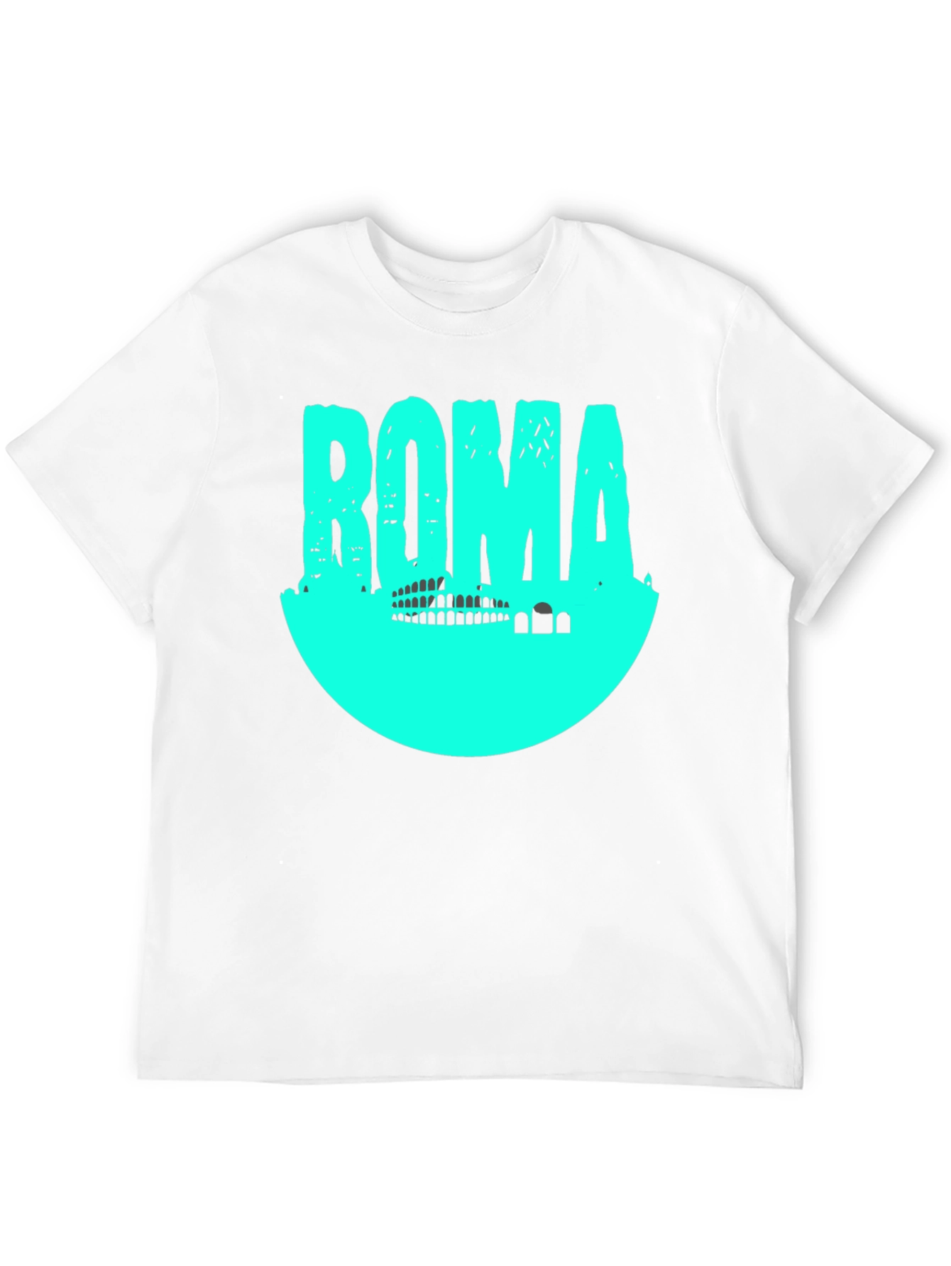 Roma Graphic T-Shirt - Black with Aqua Print