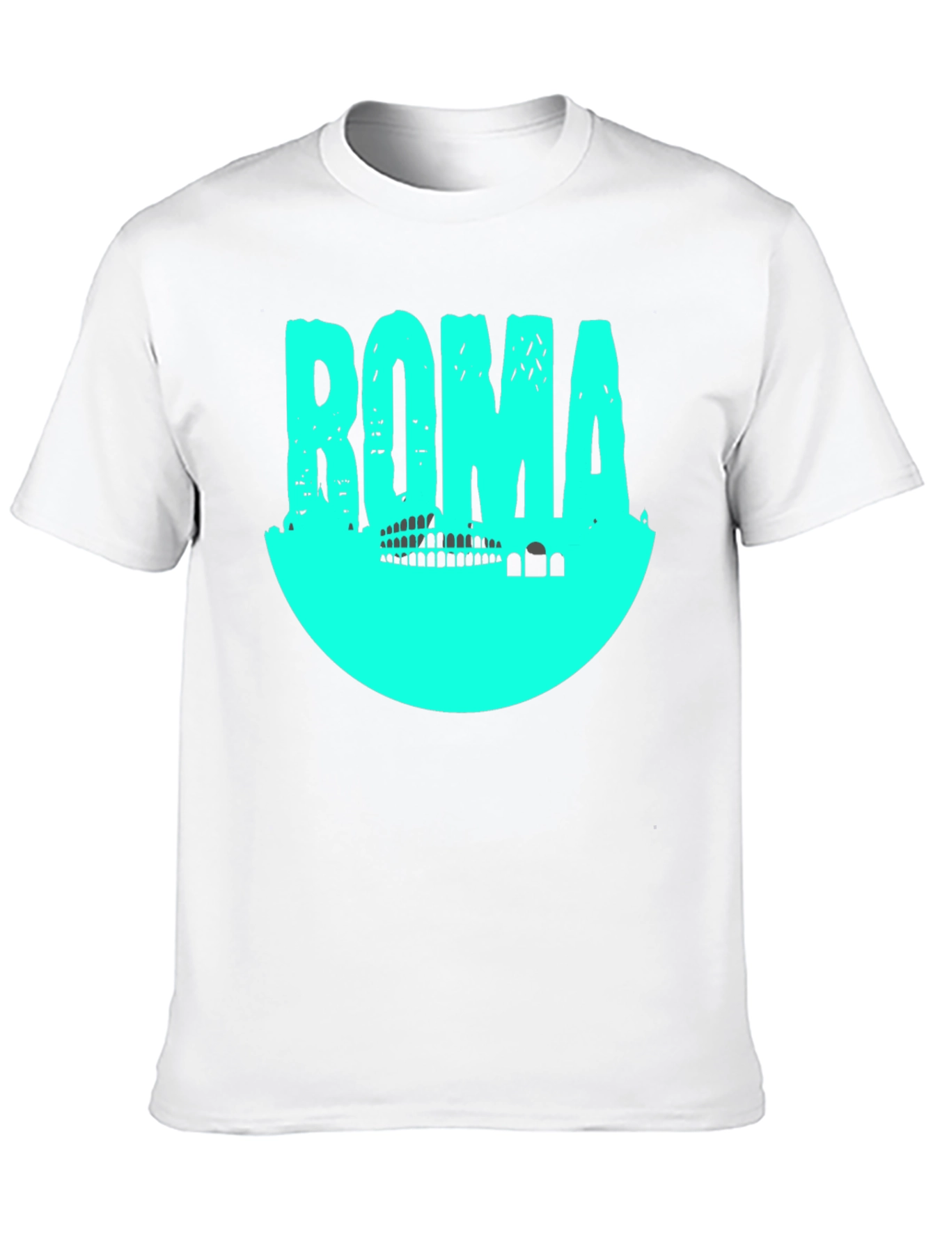 Roma Graphic T-Shirt - Black with Aqua Print