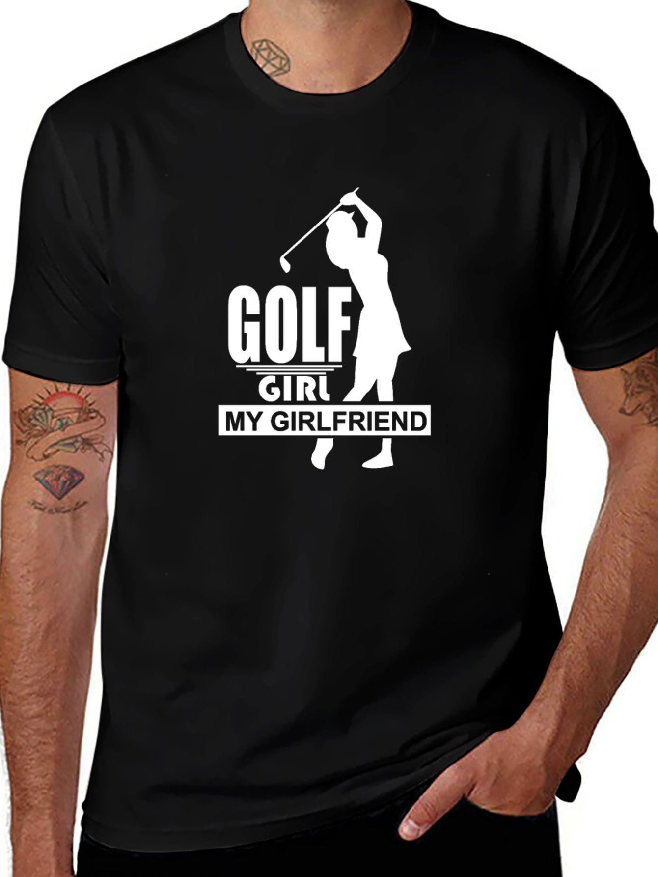 Golf Girl My Girlfriend T-Shirt - Black Cotton Tee