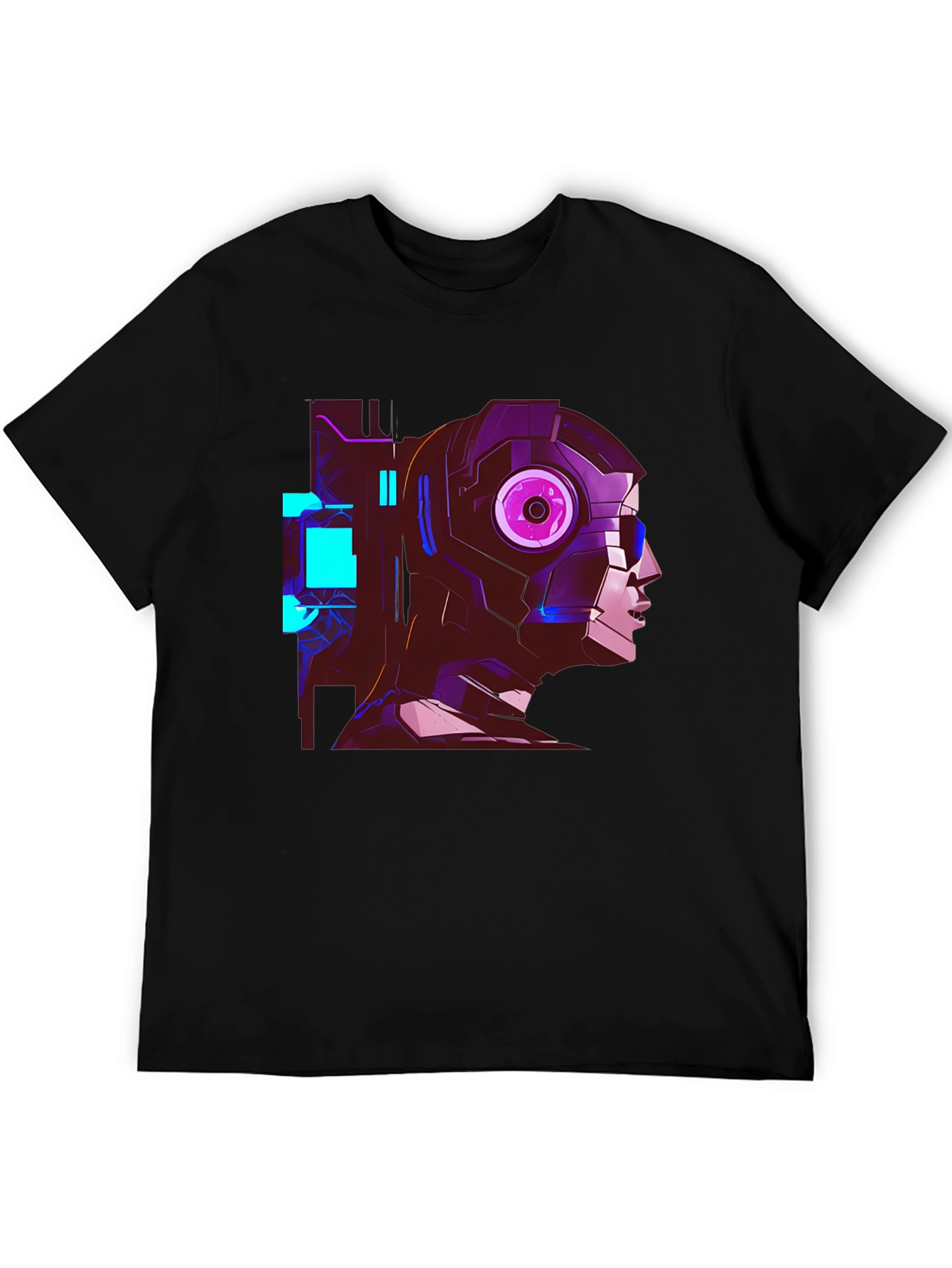 Cyberpunk Robot Head Graphic Black T-Shirt