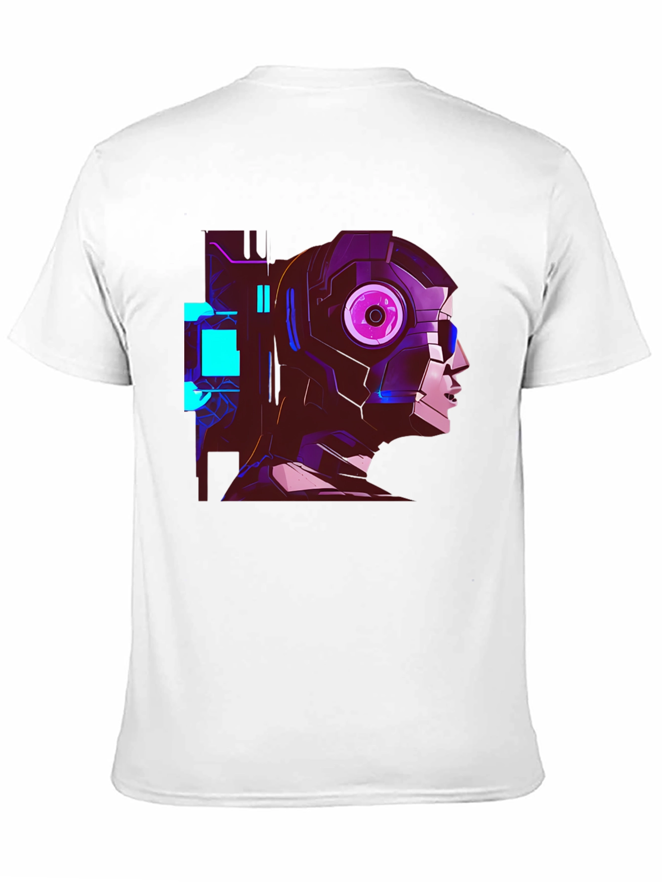 Cyberpunk Robot Head Graphic Black T-Shirt