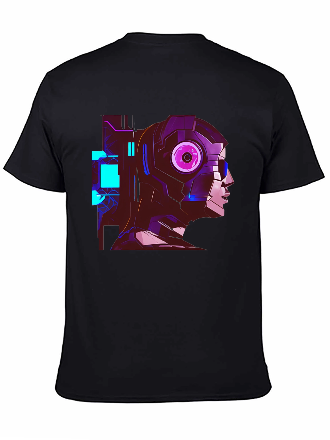 Cyberpunk Robot Head Graphic Black T-Shirt