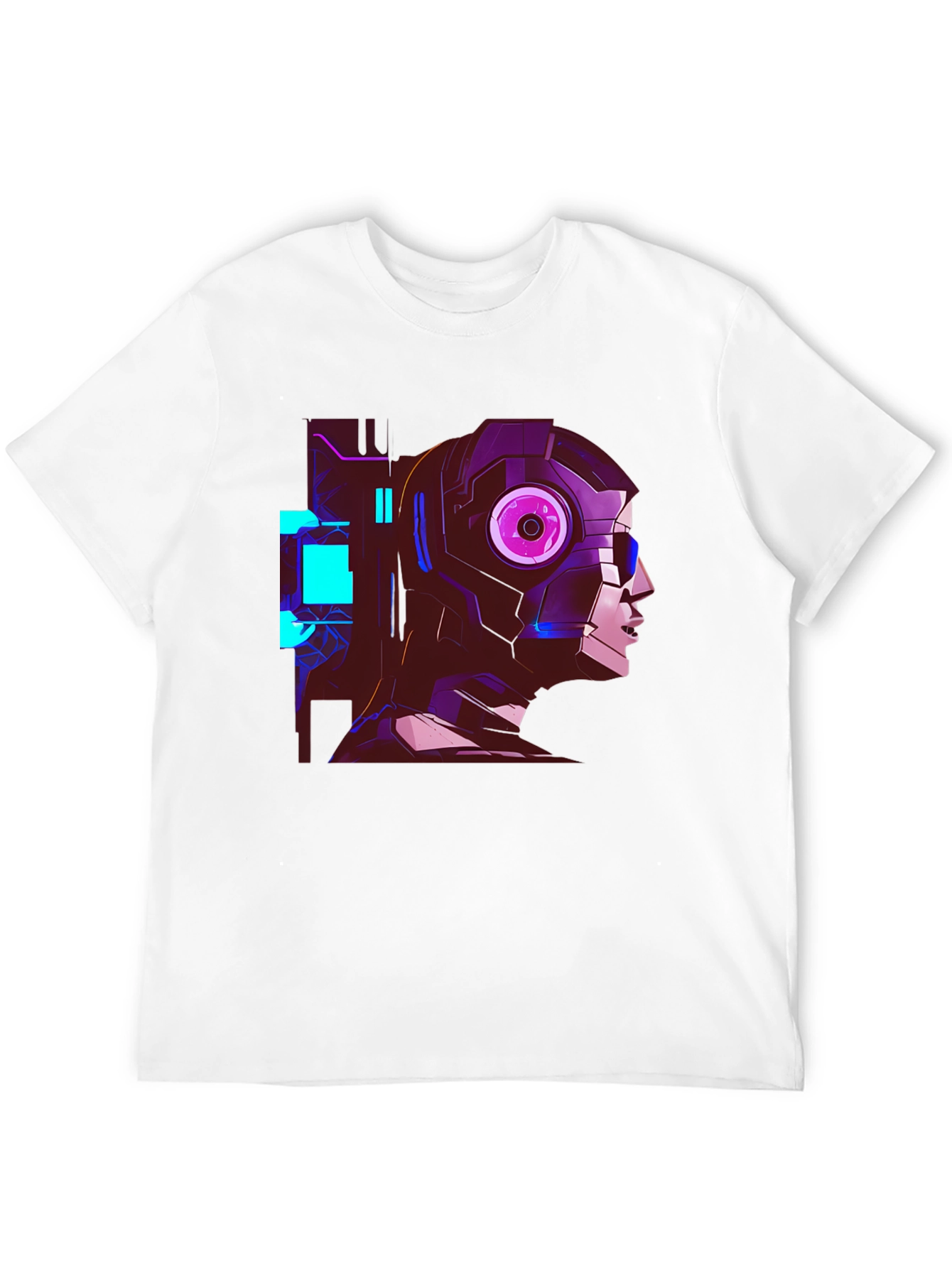 Cyberpunk Robot Head Graphic Black T-Shirt
