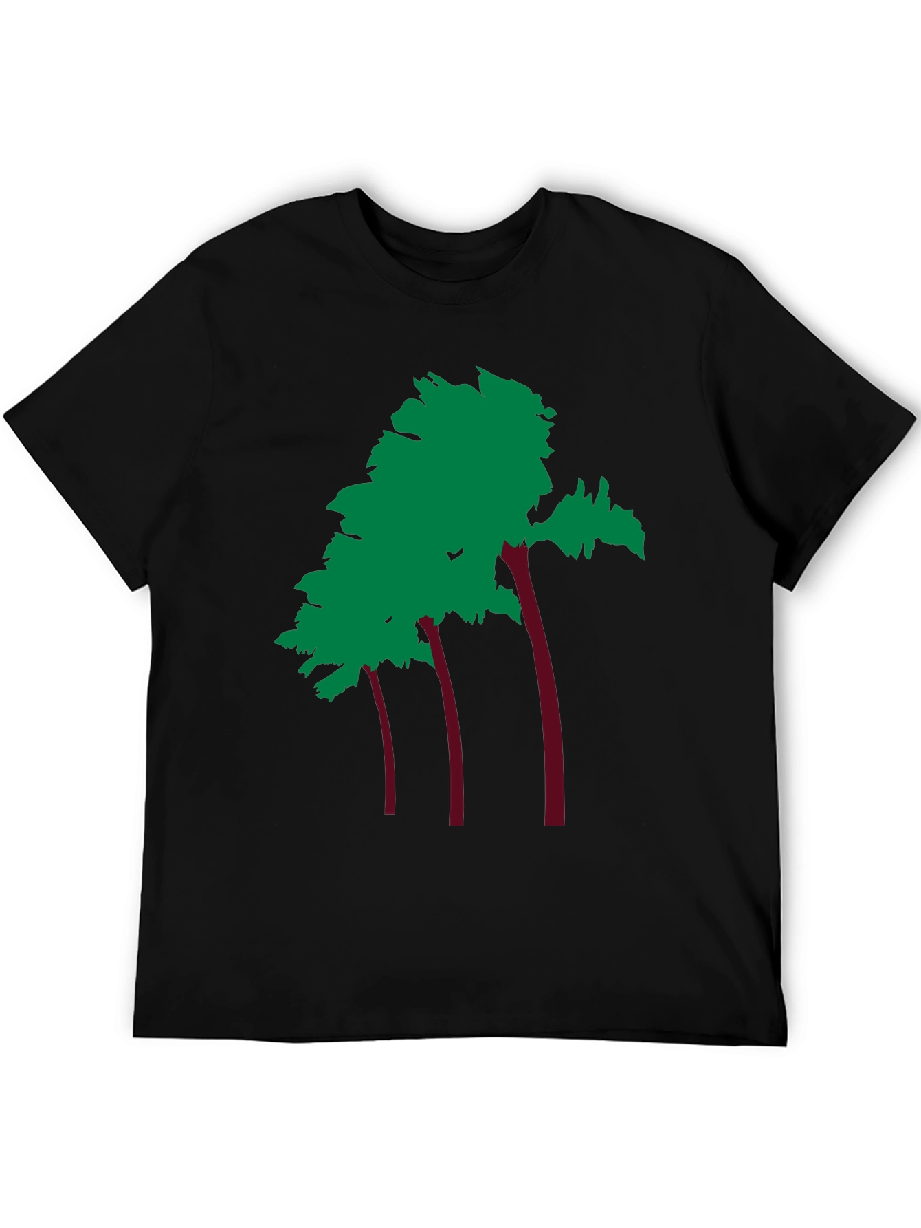 Trendy Palm Tree Graphic Black Tee Shirt