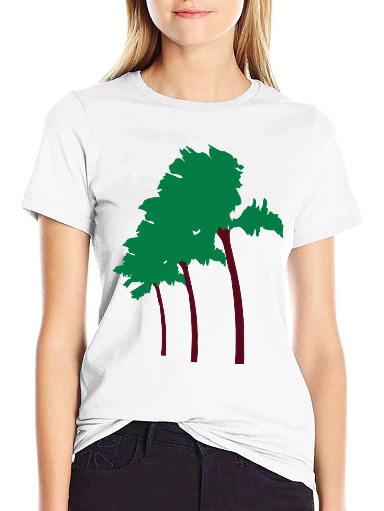 Trendy Palm Tree Graphic Black Tee Shirt