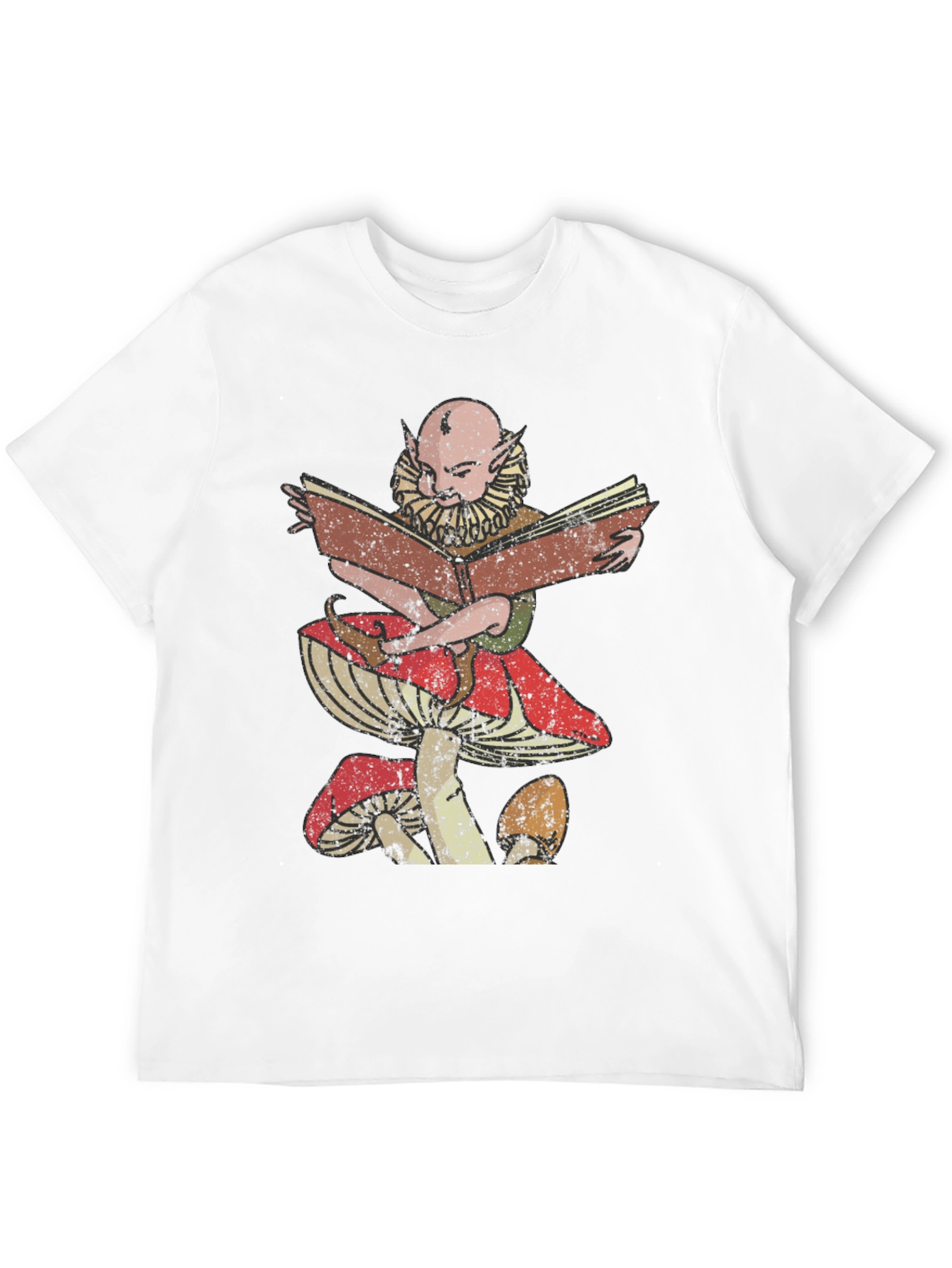 Mushroom Elf Reading Book Graphic T-Shirt