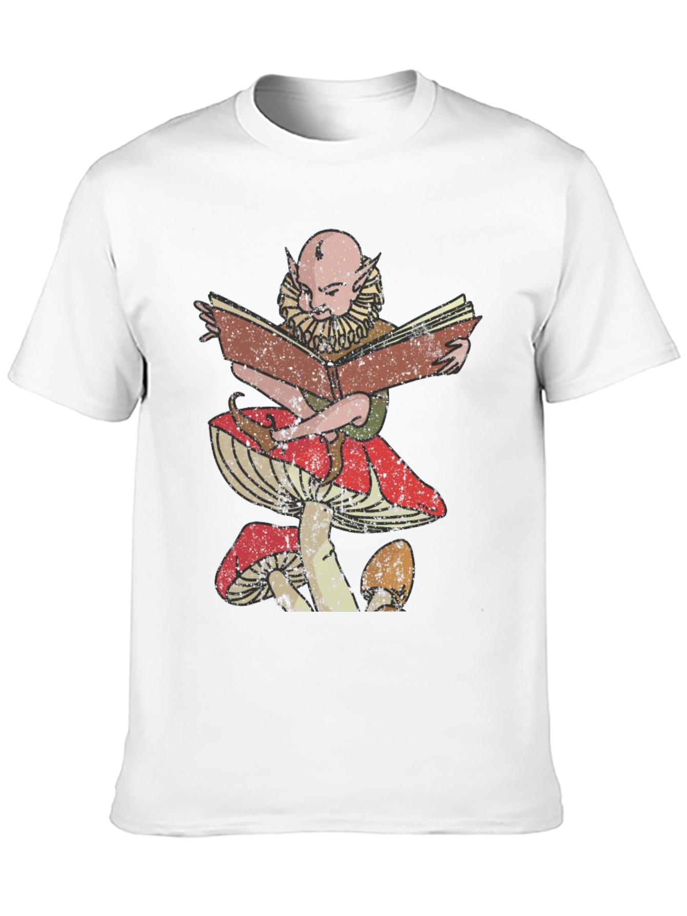 Mushroom Elf Reading Book Graphic T-Shirt