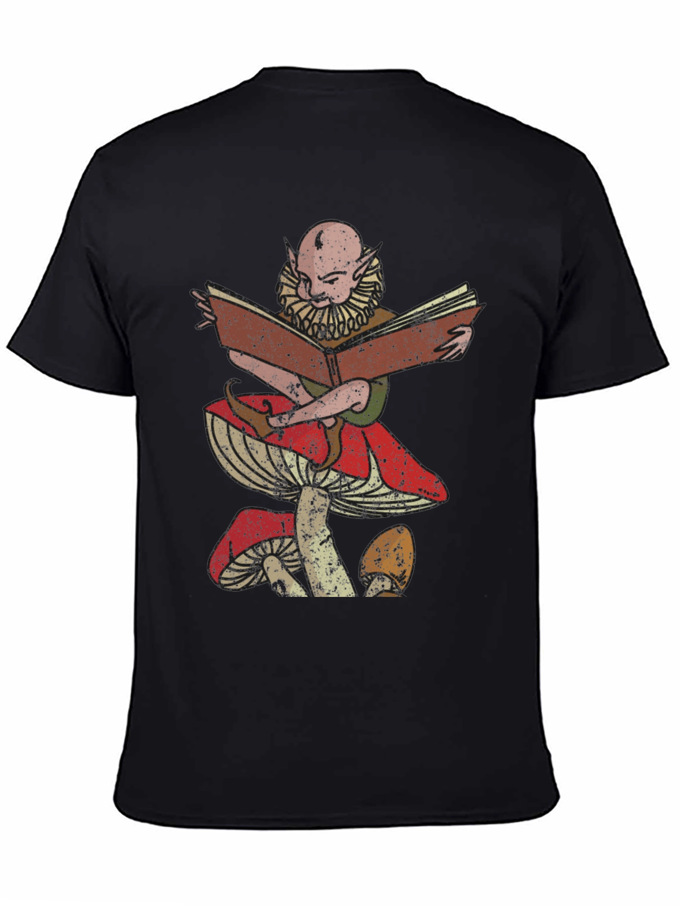 Mushroom Elf Reading Book Graphic T-Shirt
