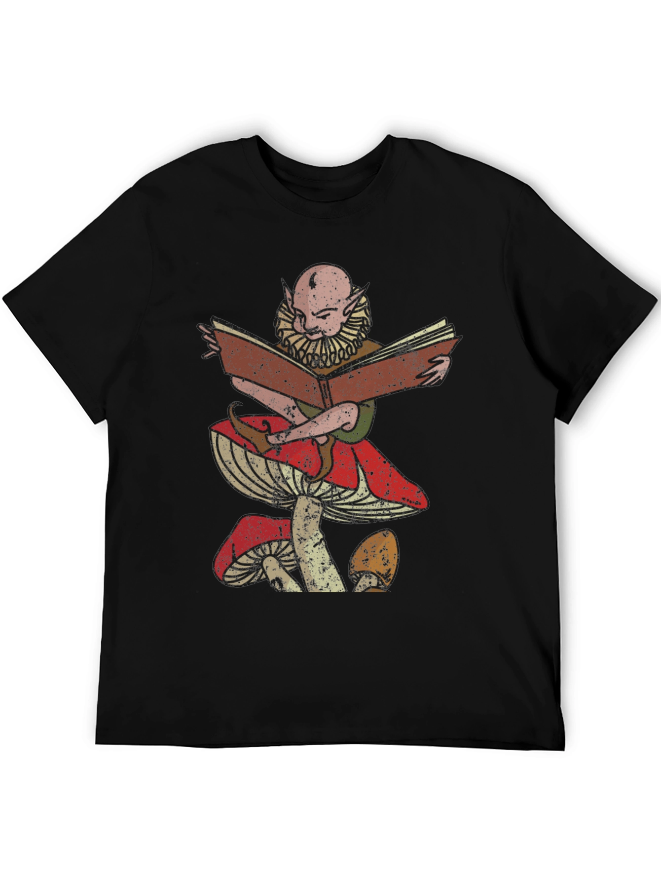 Mushroom Elf Reading Book Graphic T-Shirt