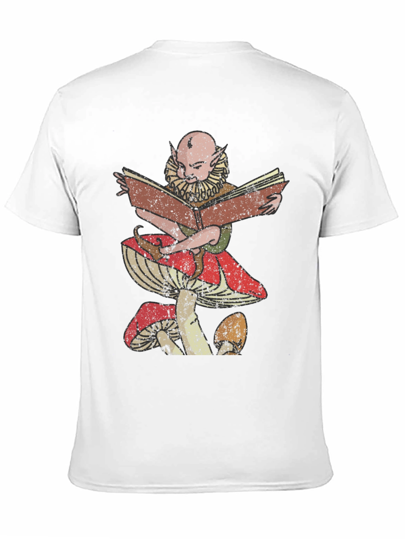 Mushroom Elf Reading Book Graphic T-Shirt