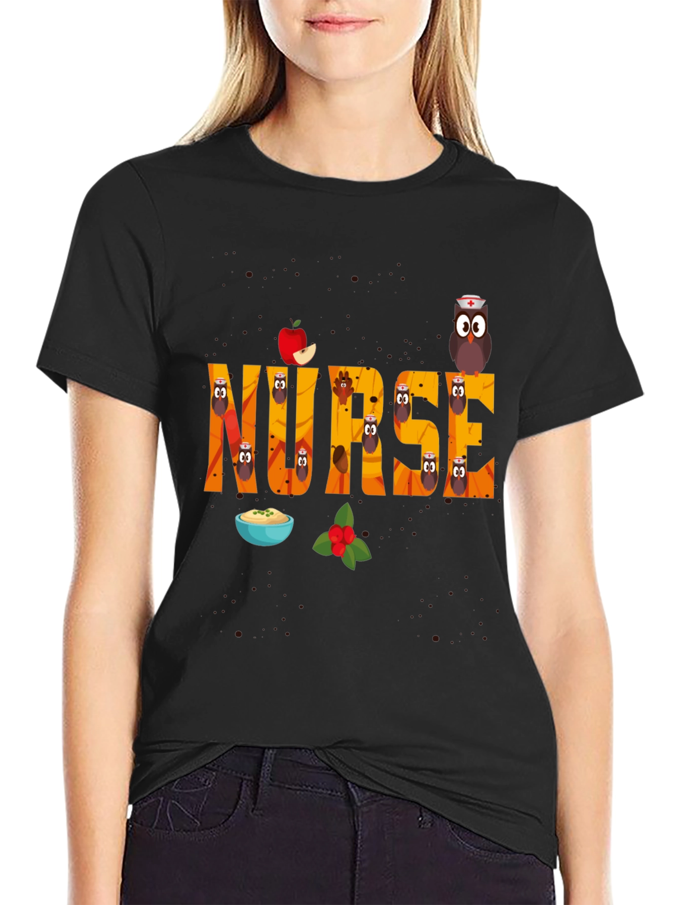 Nurse Thanksgiving Turkey Owls T-Shirt