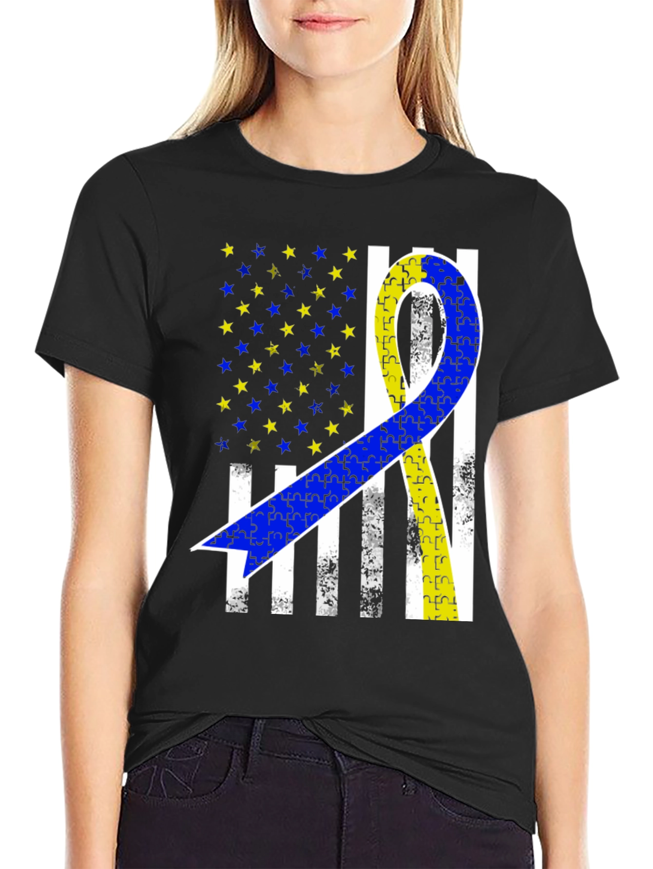 Down Syndrome Awareness T-Shirt USA Flag