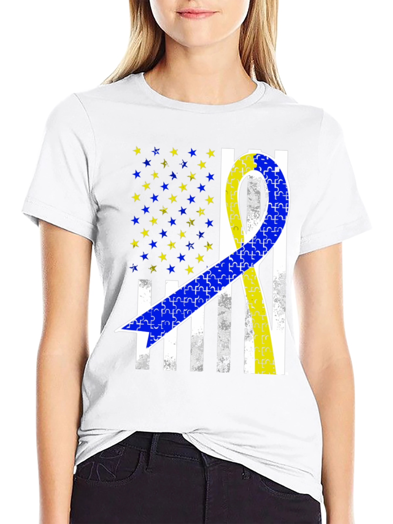 Down Syndrome Awareness T-Shirt USA Flag