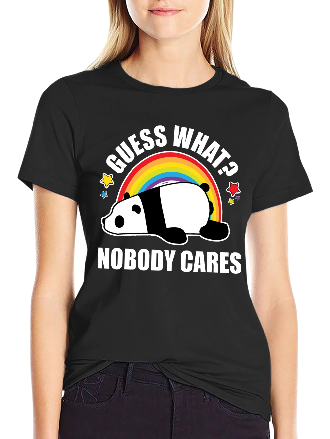 Guess What? Nobody Cares Panda Graphic Tee