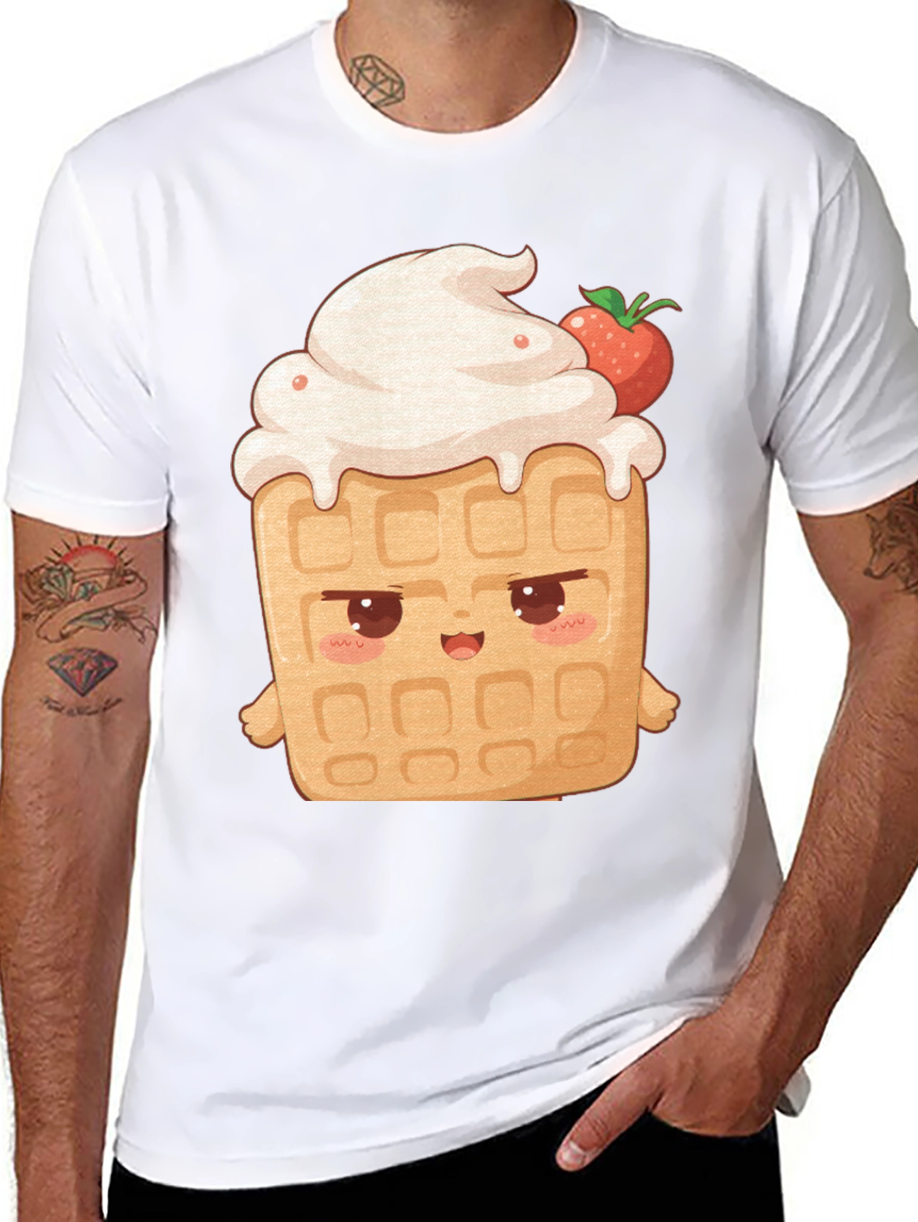 Kawaii Waffle T-Shirt - Sweet Treat Style