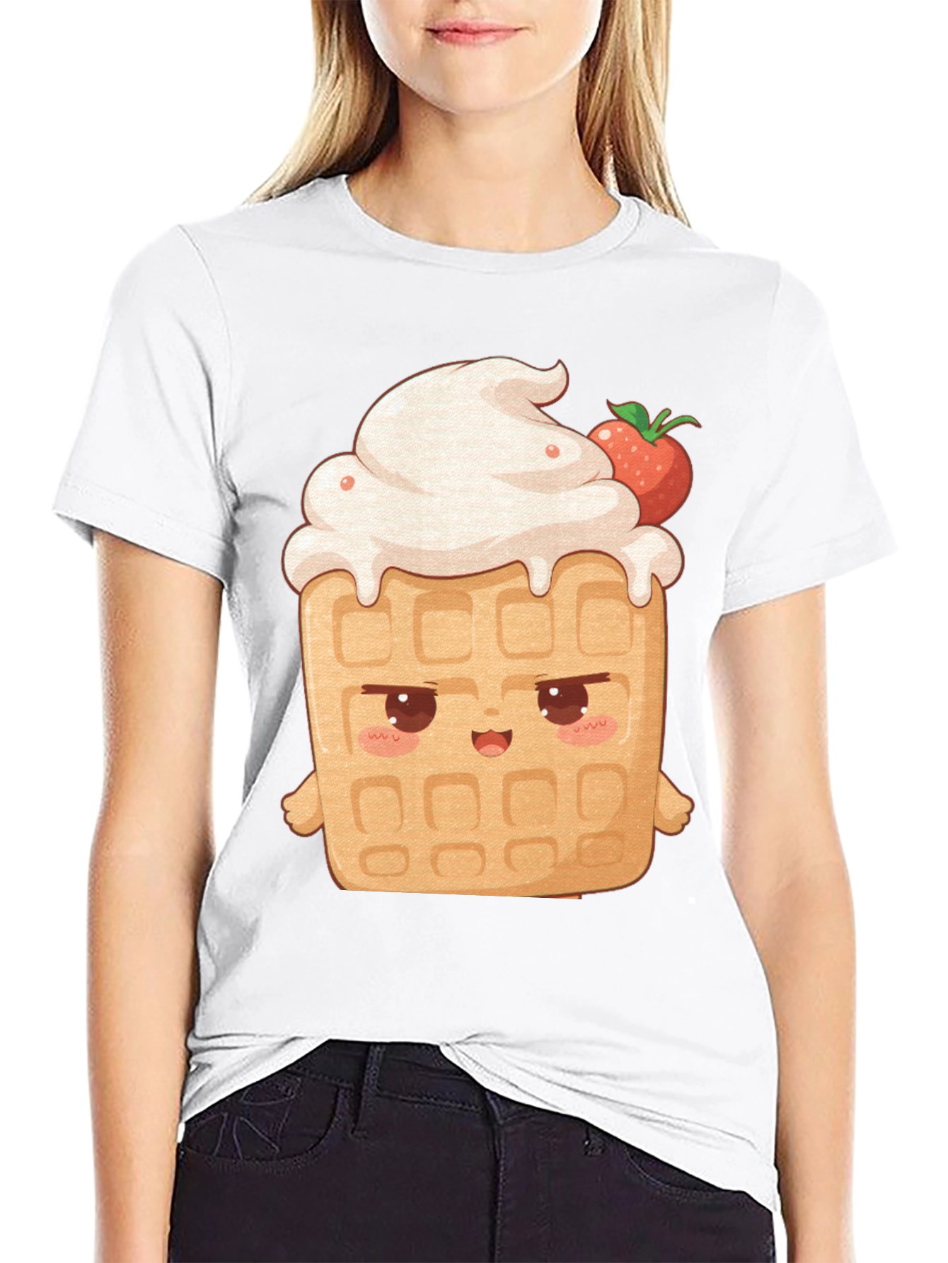 Kawaii Waffle T-Shirt - Sweet Treat Style
