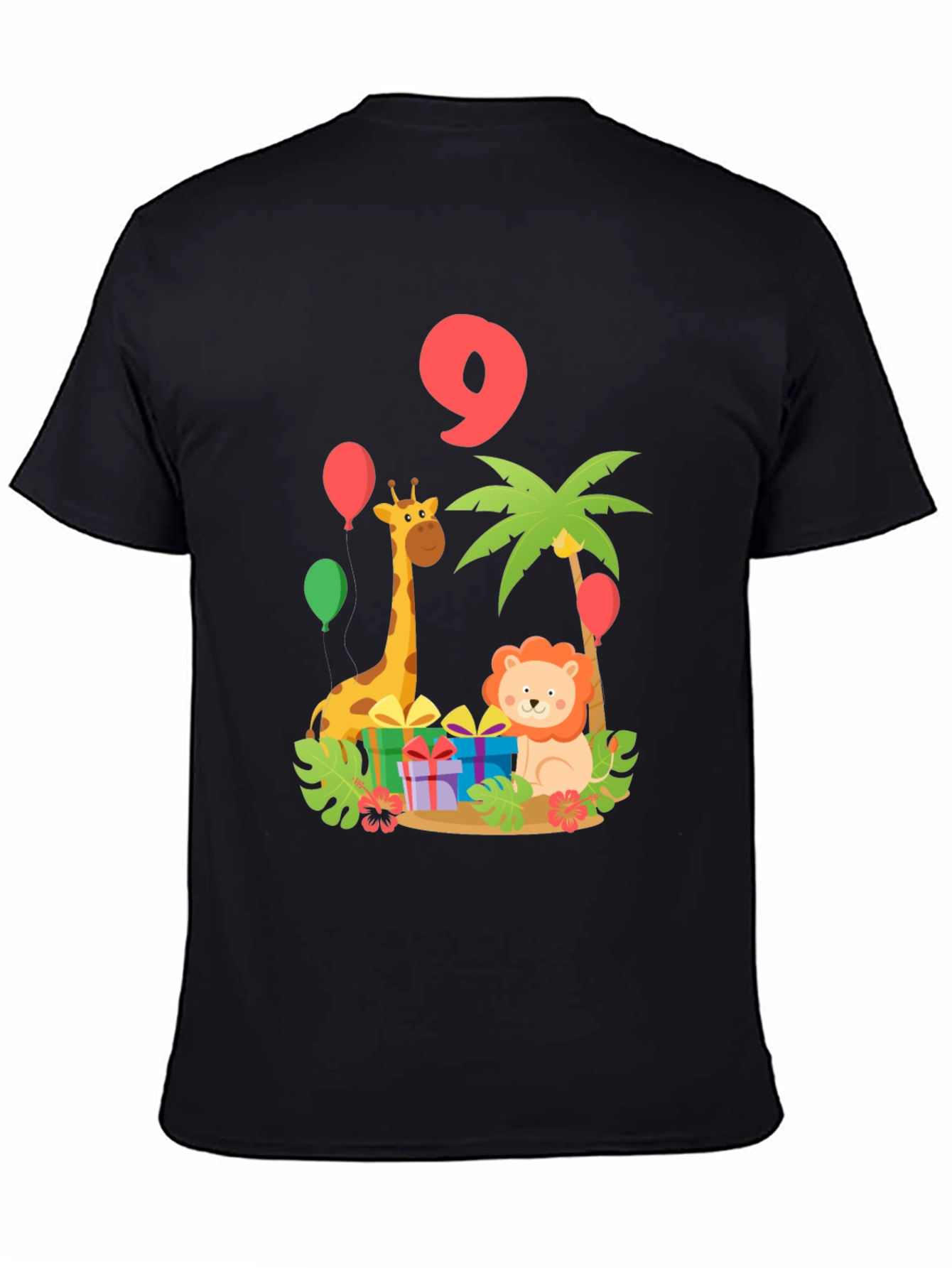 Birthday 9th Giraffe Lion Jungle Animals T-Shirt