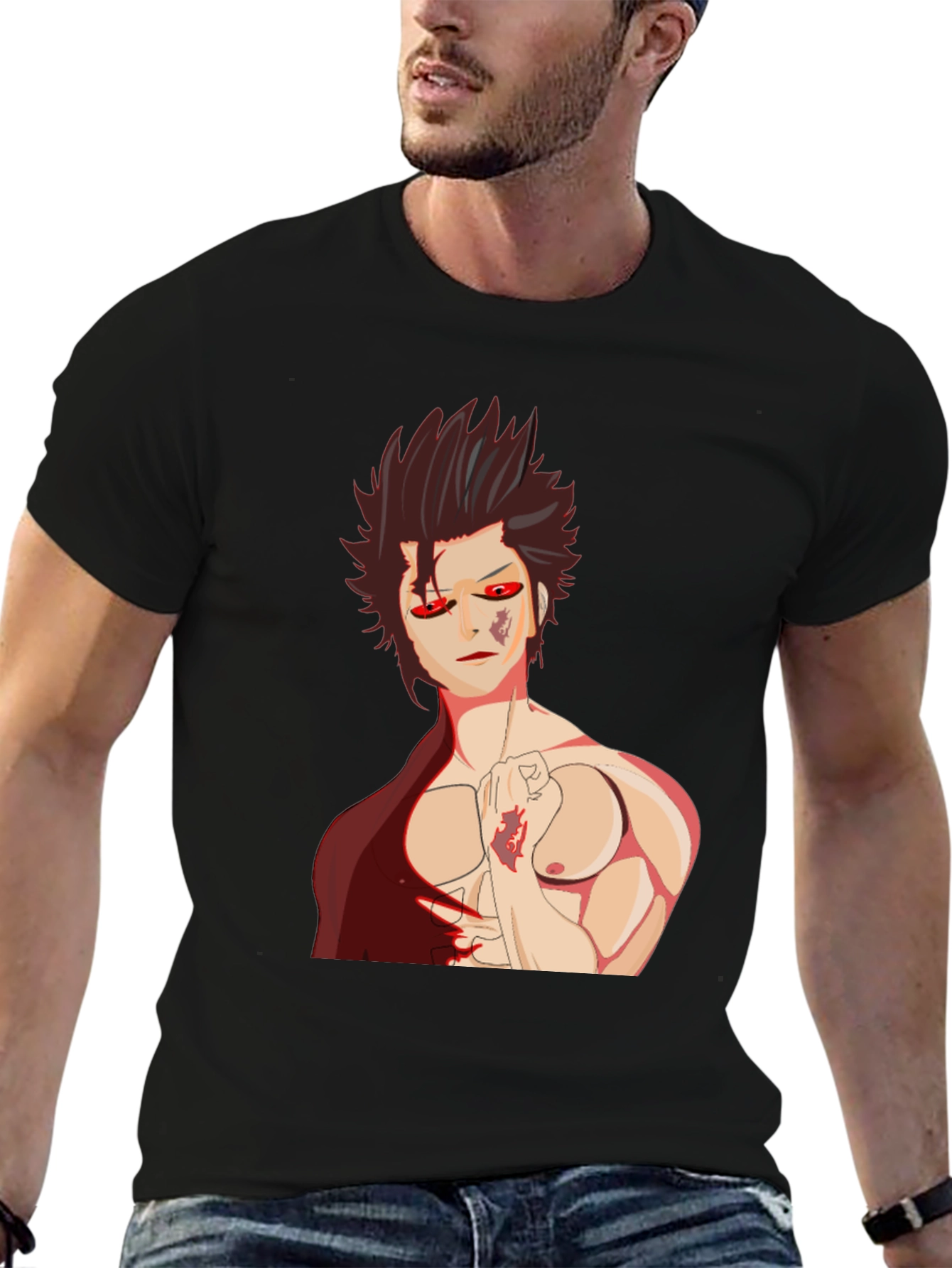 Anime Graphic Tee: Bold Style Black T-Shirt