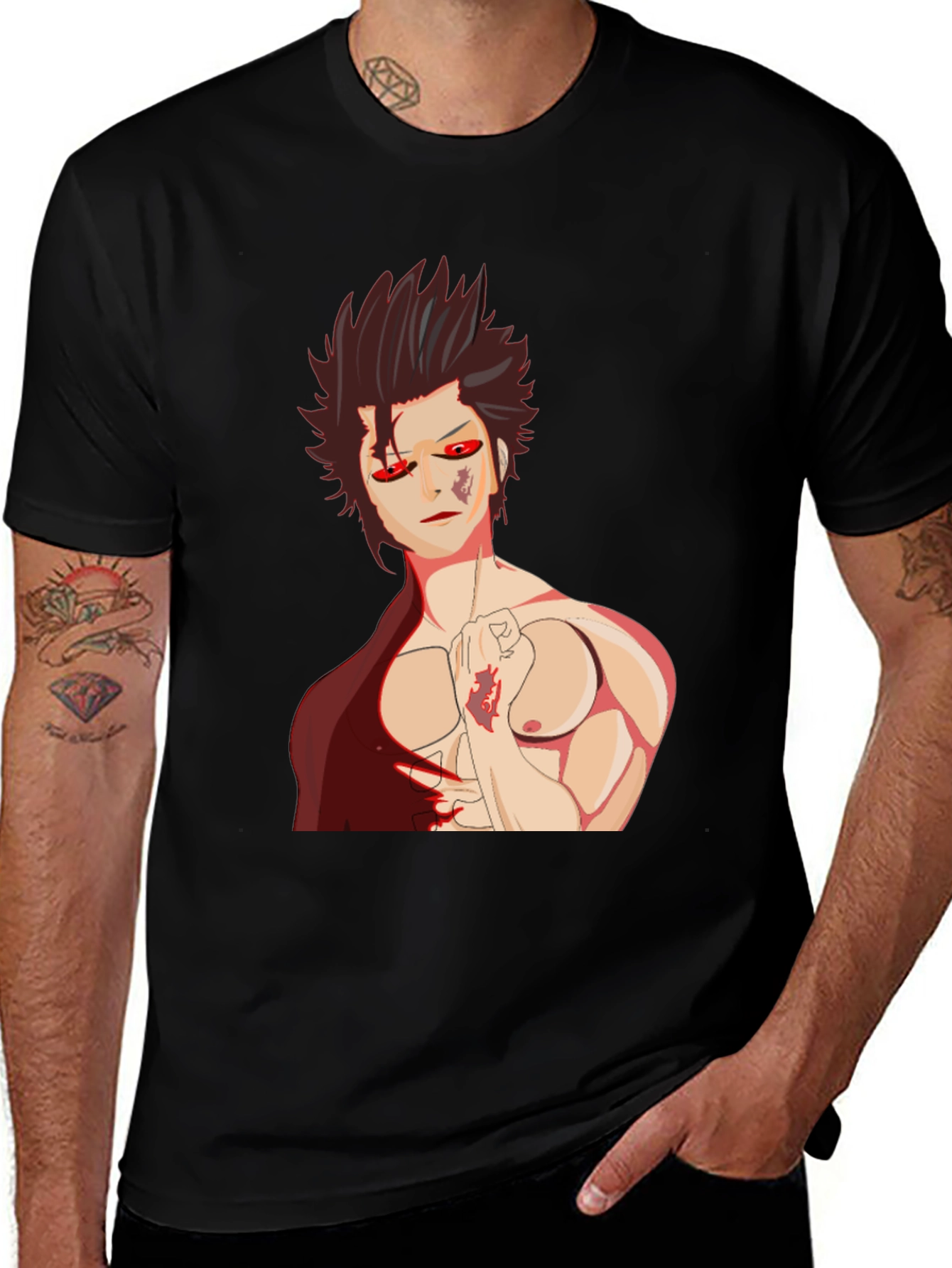 Anime Graphic Tee: Bold Style Black T-Shirt