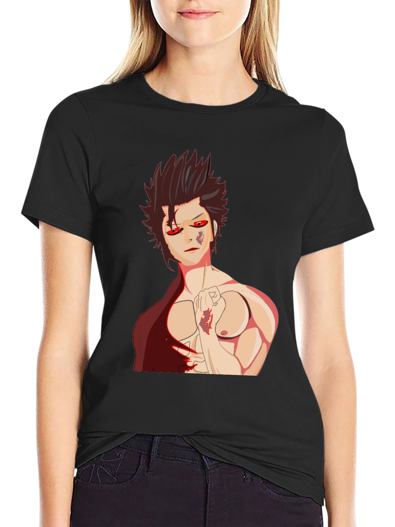 Anime Graphic Tee: Bold Style Black T-Shirt