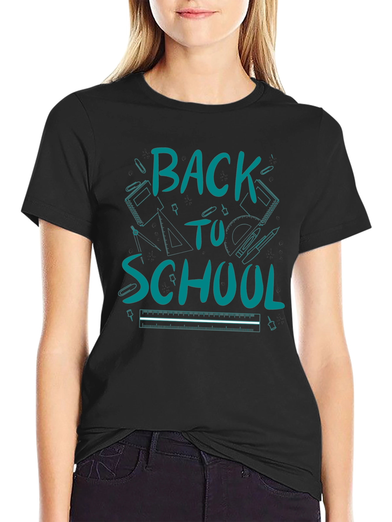 Back to School Graphic Tee - Black Cotton T-Shirt