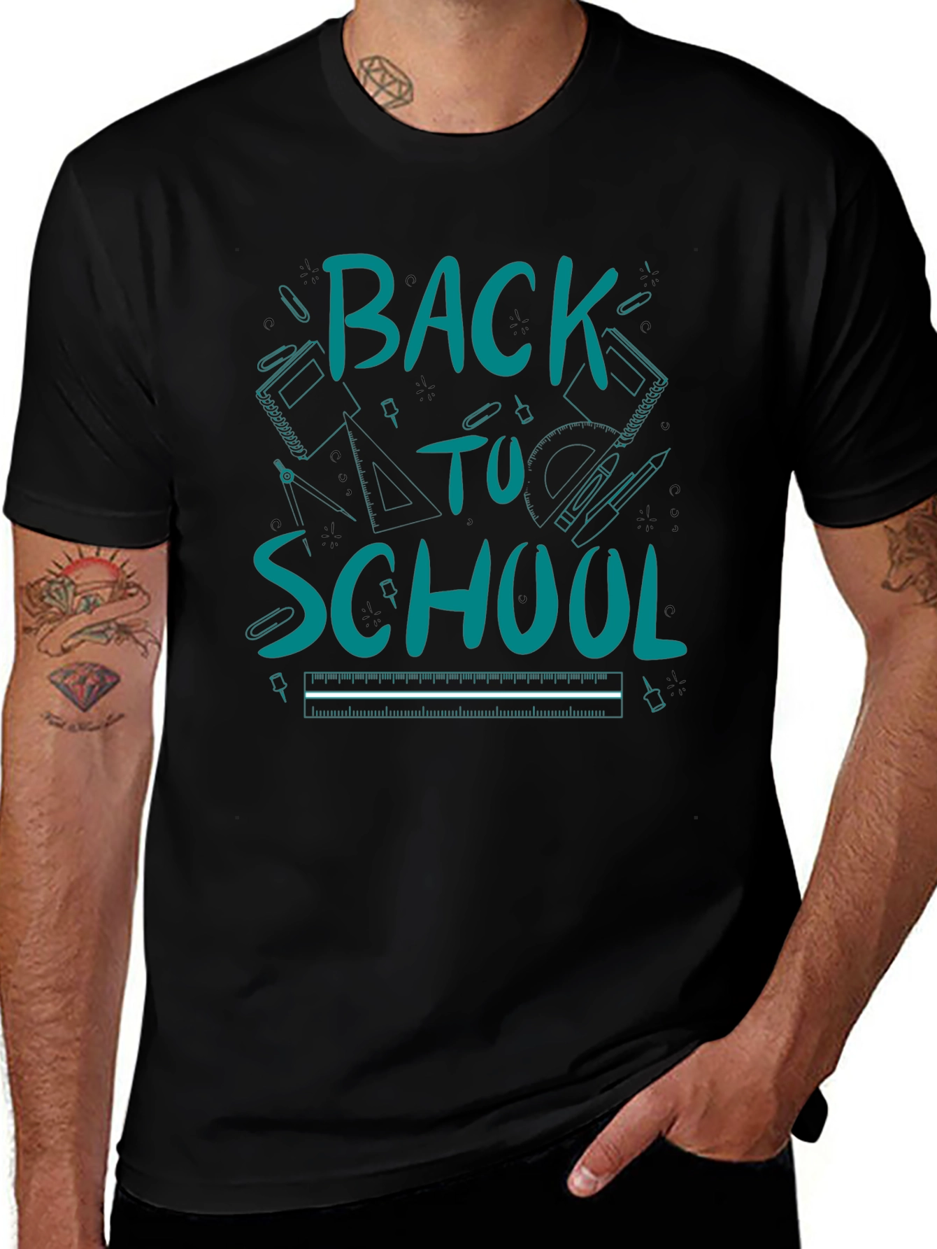 Back to School Graphic Tee - Black Cotton T-Shirt