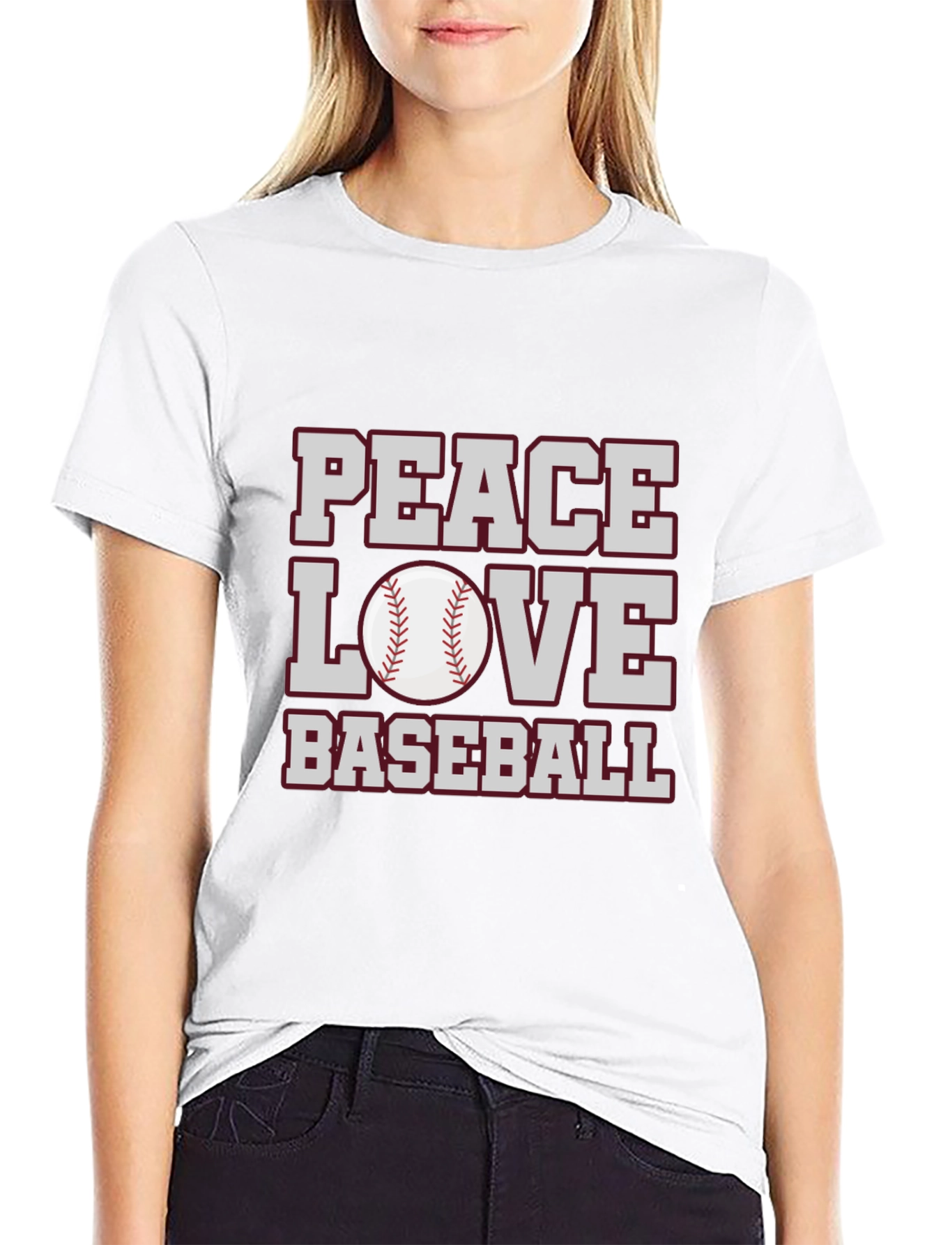 Peace Love Baseball Graphic T-Shirt