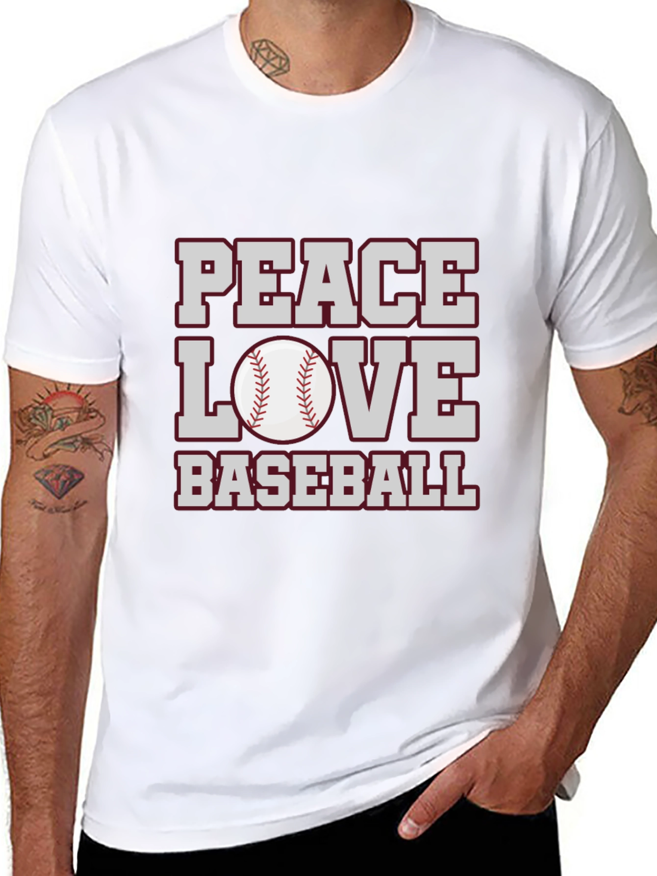 Peace Love Baseball Graphic T-Shirt