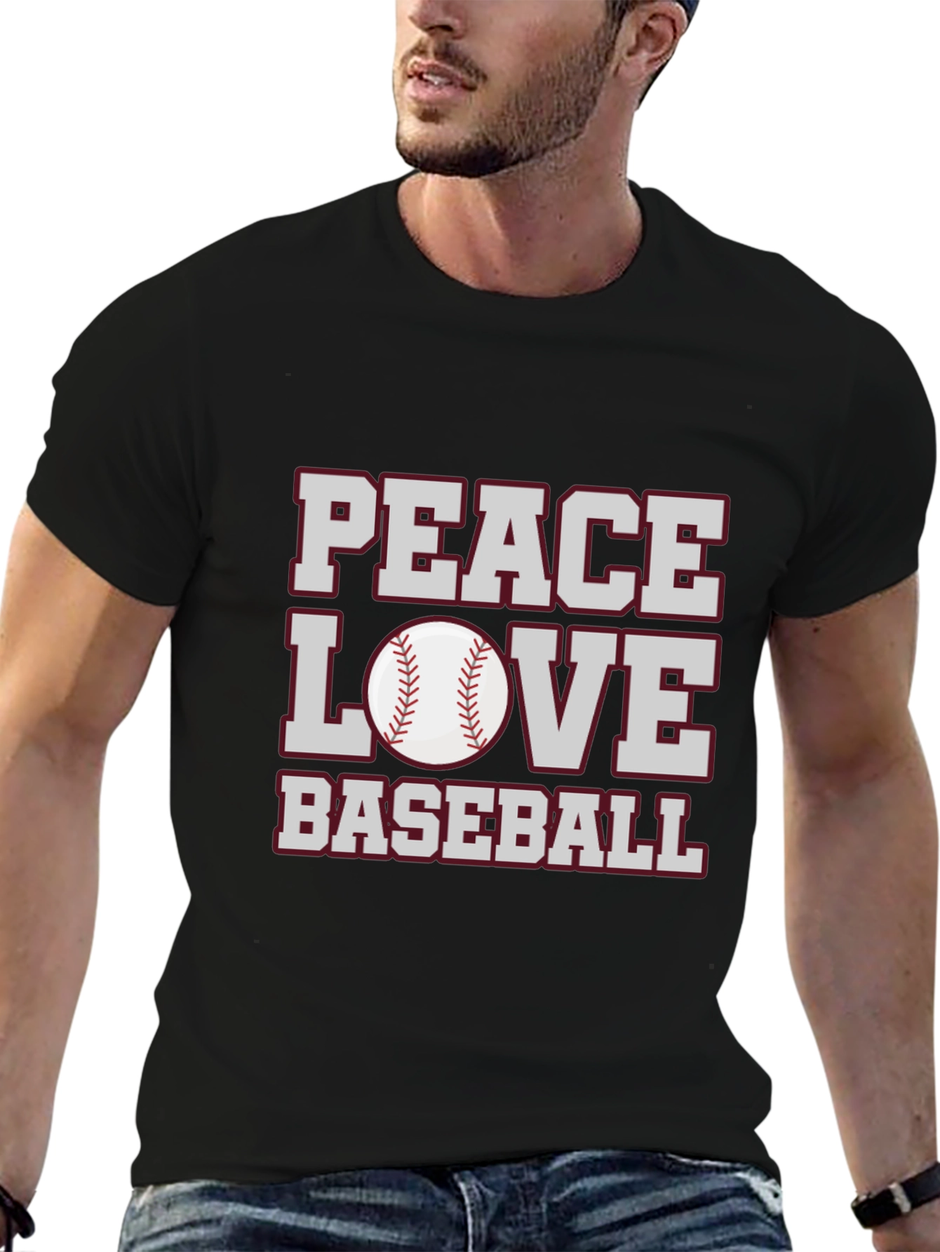 Peace Love Baseball Graphic T-Shirt