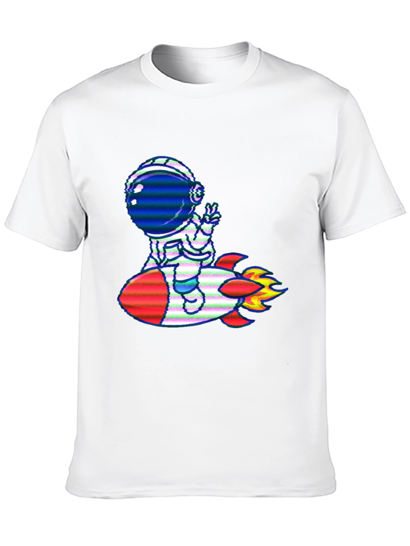 Astronaut Rocket T-Shirt - Black Cotton Tee