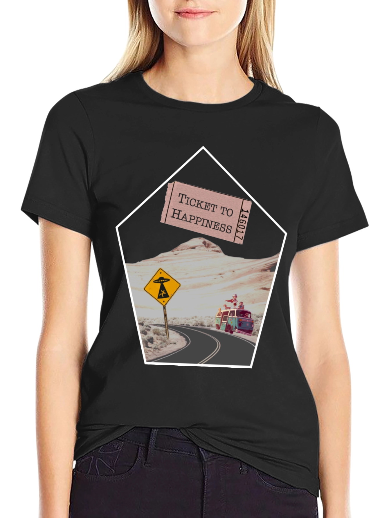 Ticket to Happiness Graphic Tee - Road Trip Design