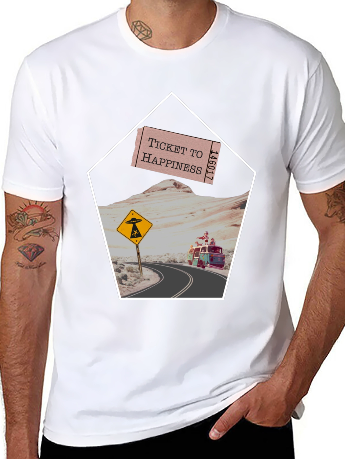 Ticket to Happiness Graphic Tee - Road Trip Design