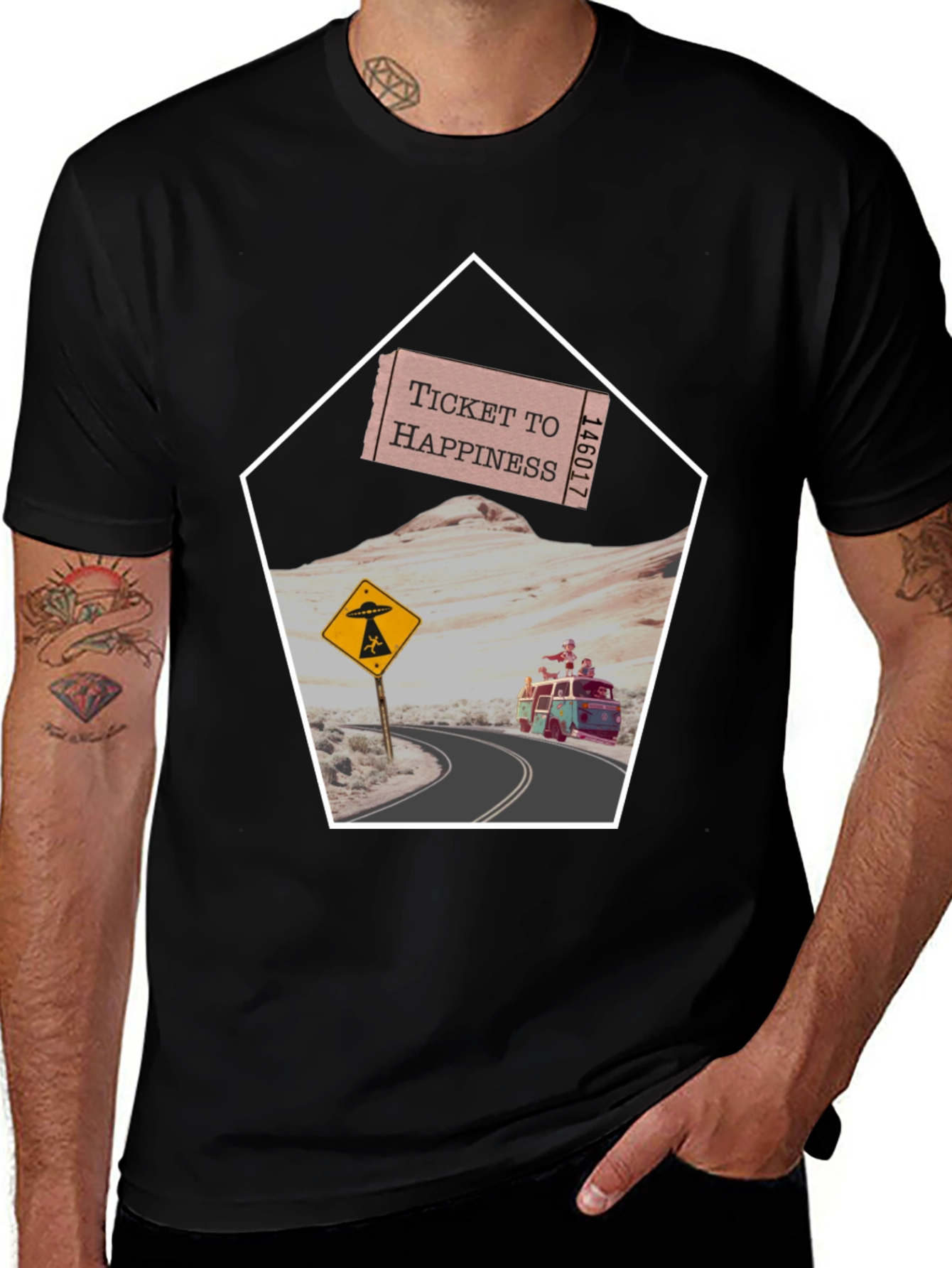 Ticket to Happiness Graphic Tee - Road Trip Design