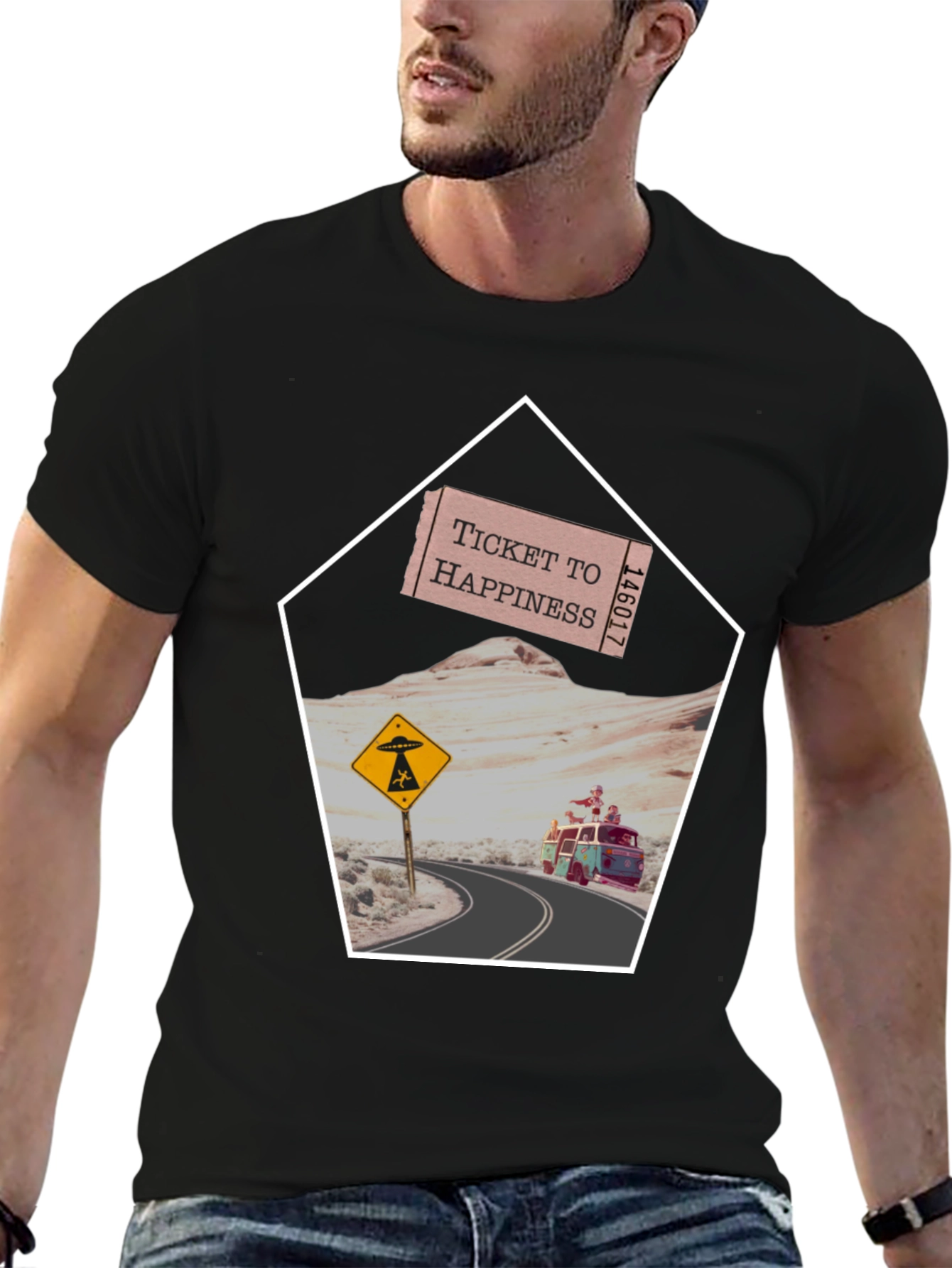 Ticket to Happiness Graphic Tee - Road Trip Design