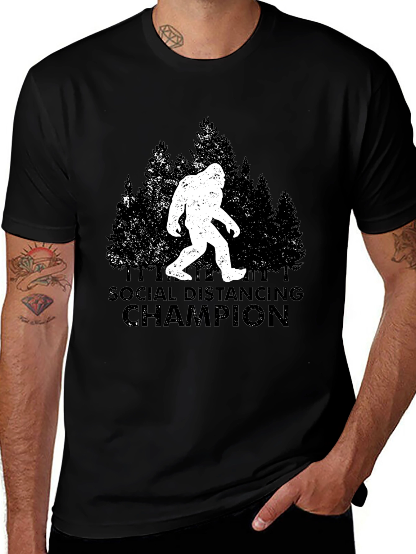 Social Distancing Champion T-Shirt Bigfoot Graphic Tee