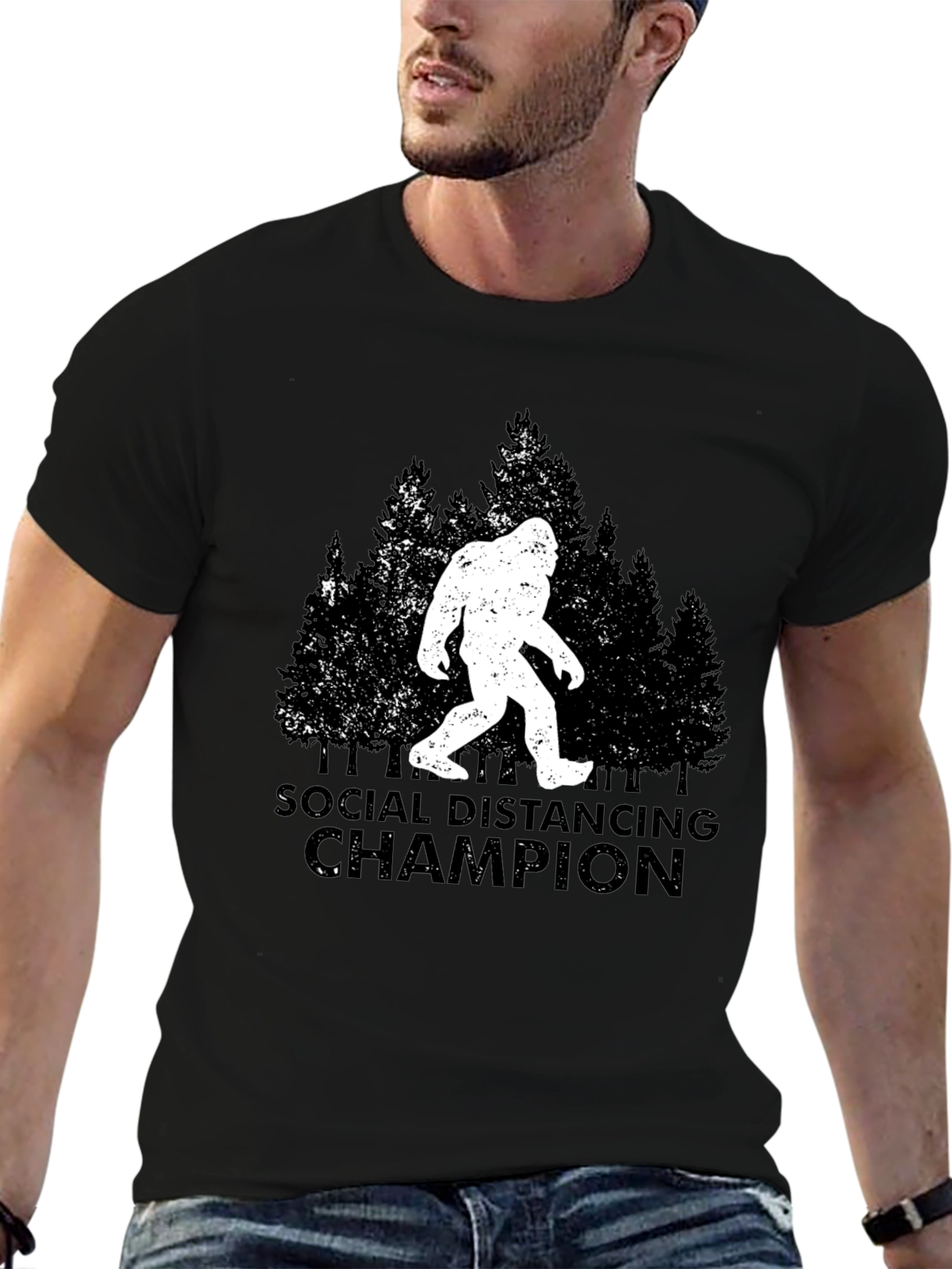 Social Distancing Champion T-Shirt Bigfoot Graphic Tee
