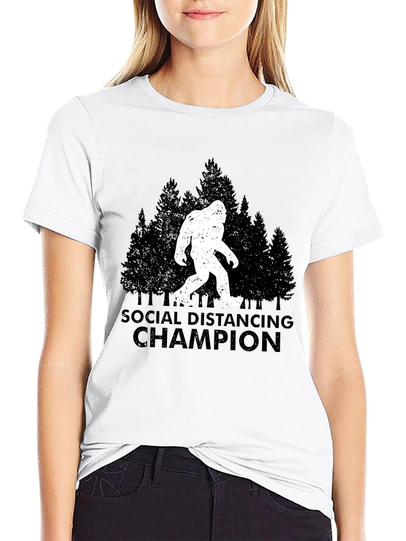 Social Distancing Champion T-Shirt Bigfoot Graphic Tee