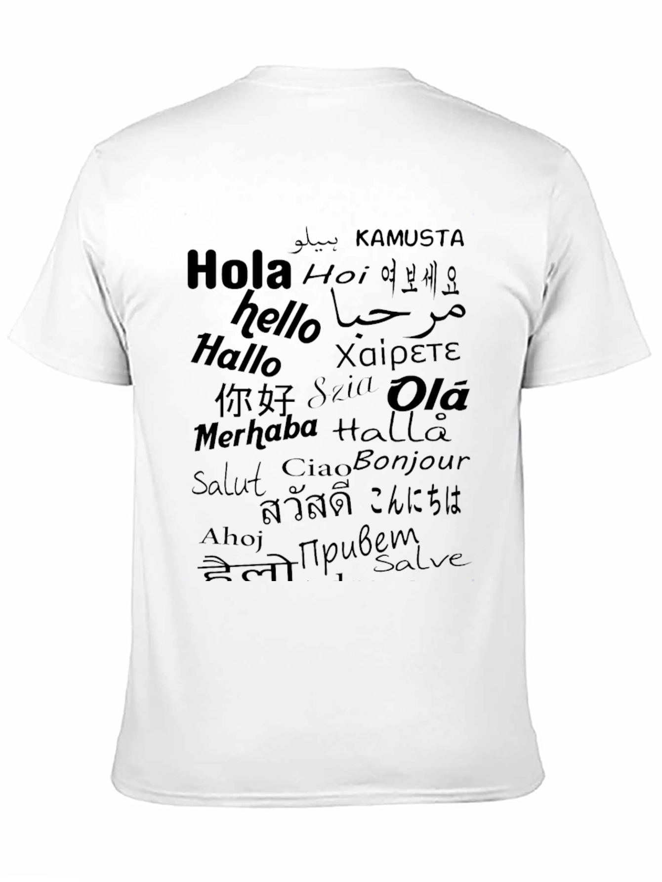 Multilingual Greetings Black T-Shirt