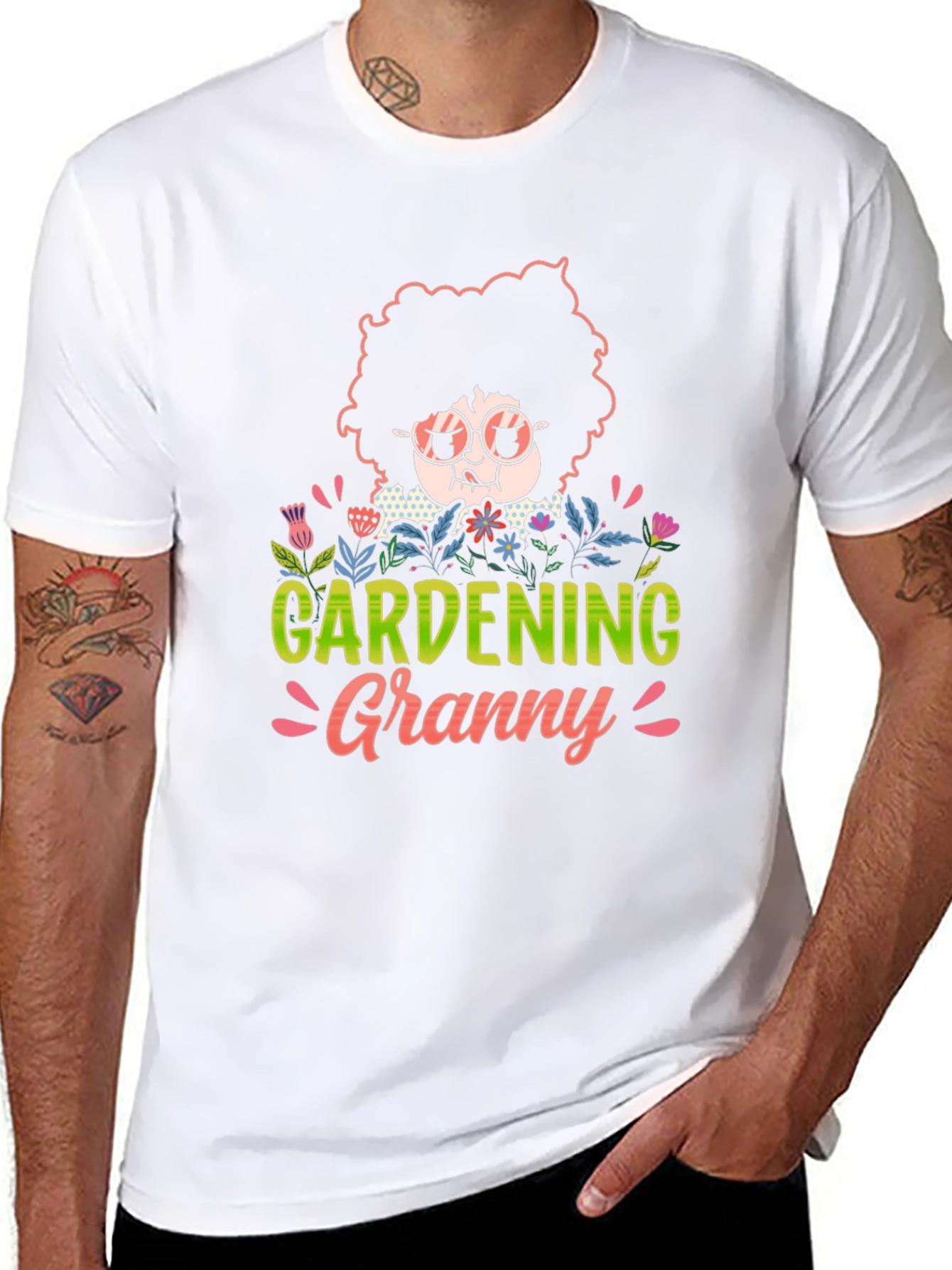 Gardening Granny T-Shirt - Unisex Black Cotton Tee