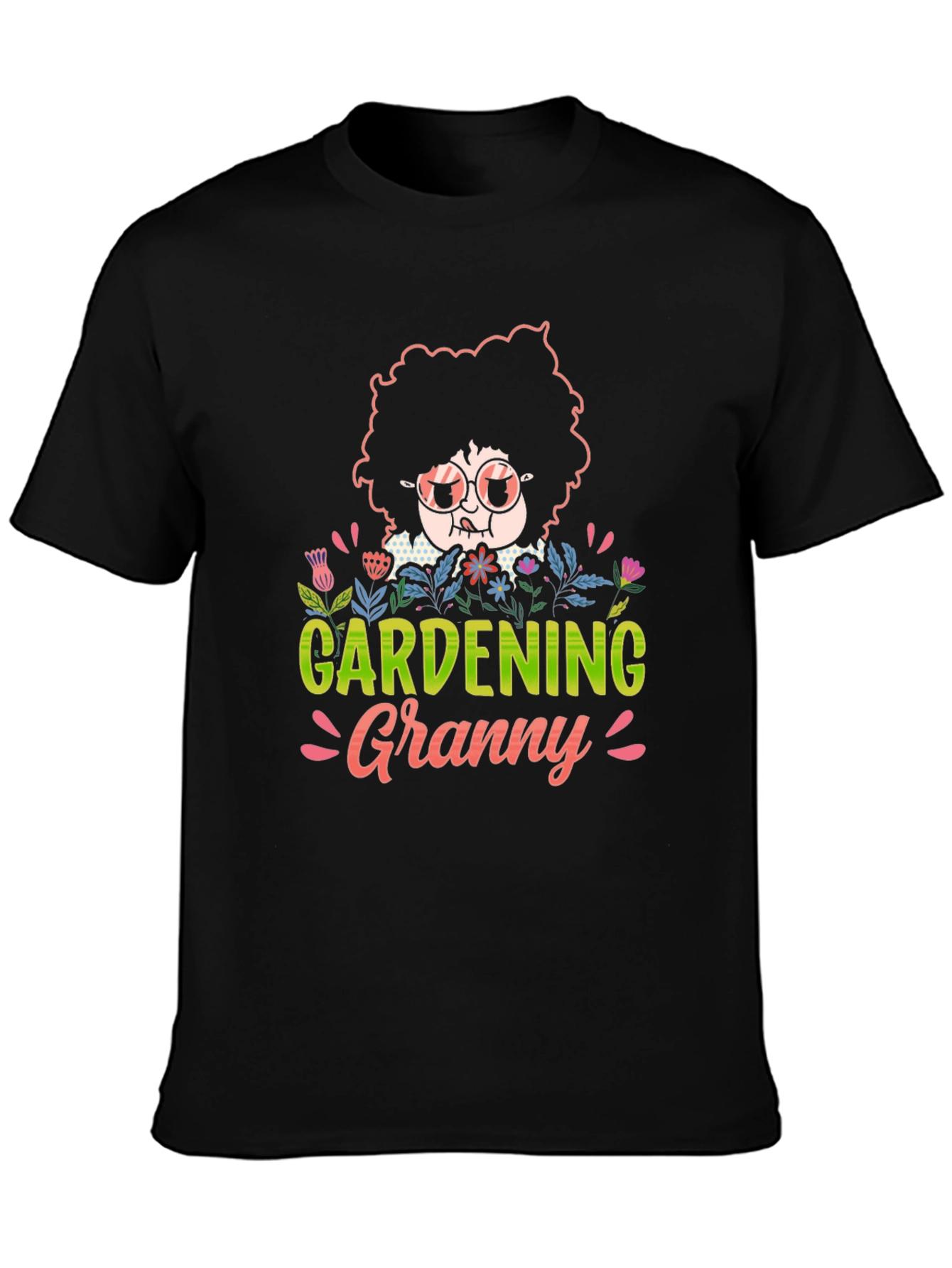 Gardening Granny T-Shirt - Unisex Black Cotton Tee