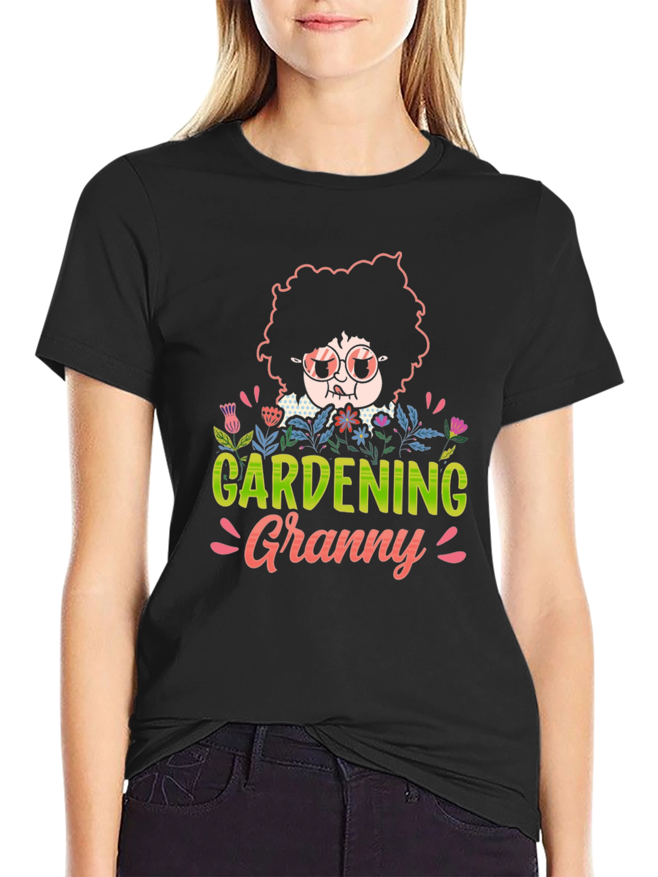 Gardening Granny T-Shirt - Unisex Black Cotton Tee